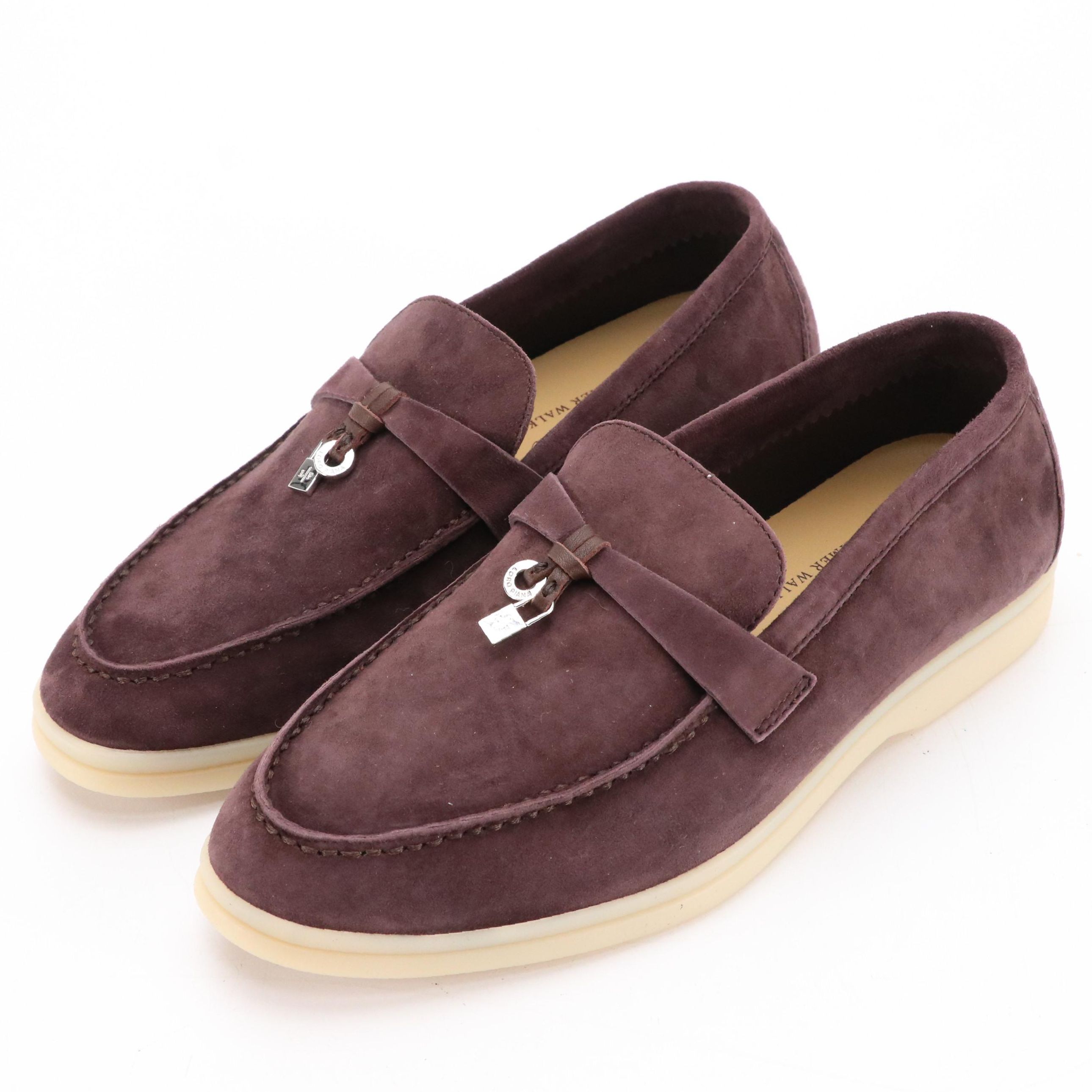 Loro Piana Chocolate Brown Suede Summer Charms Walk Loafers in Box