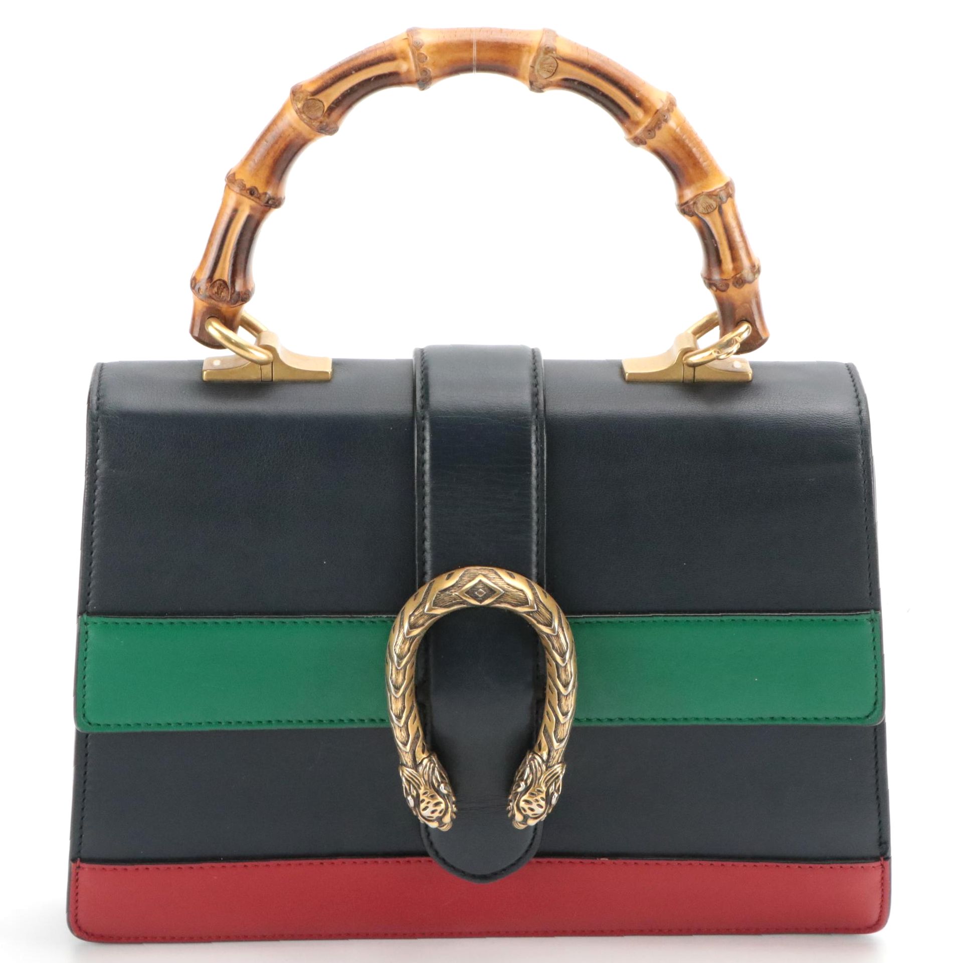 Gucci Dionysus Bamboo Top Handle Bag in Tricolor Calfskin Leather