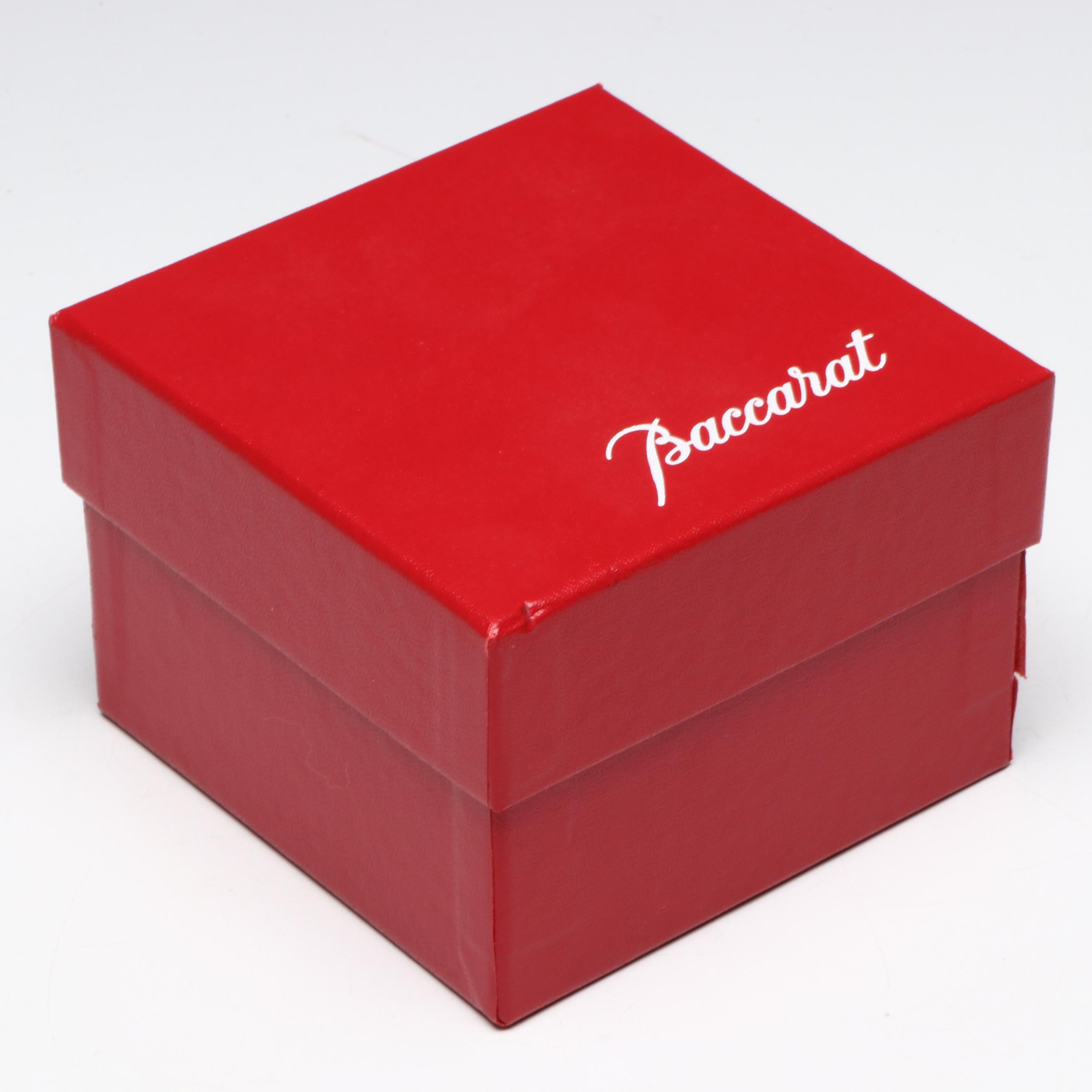 Baccarat Blue Heart Crystal Paperweight with Original Box