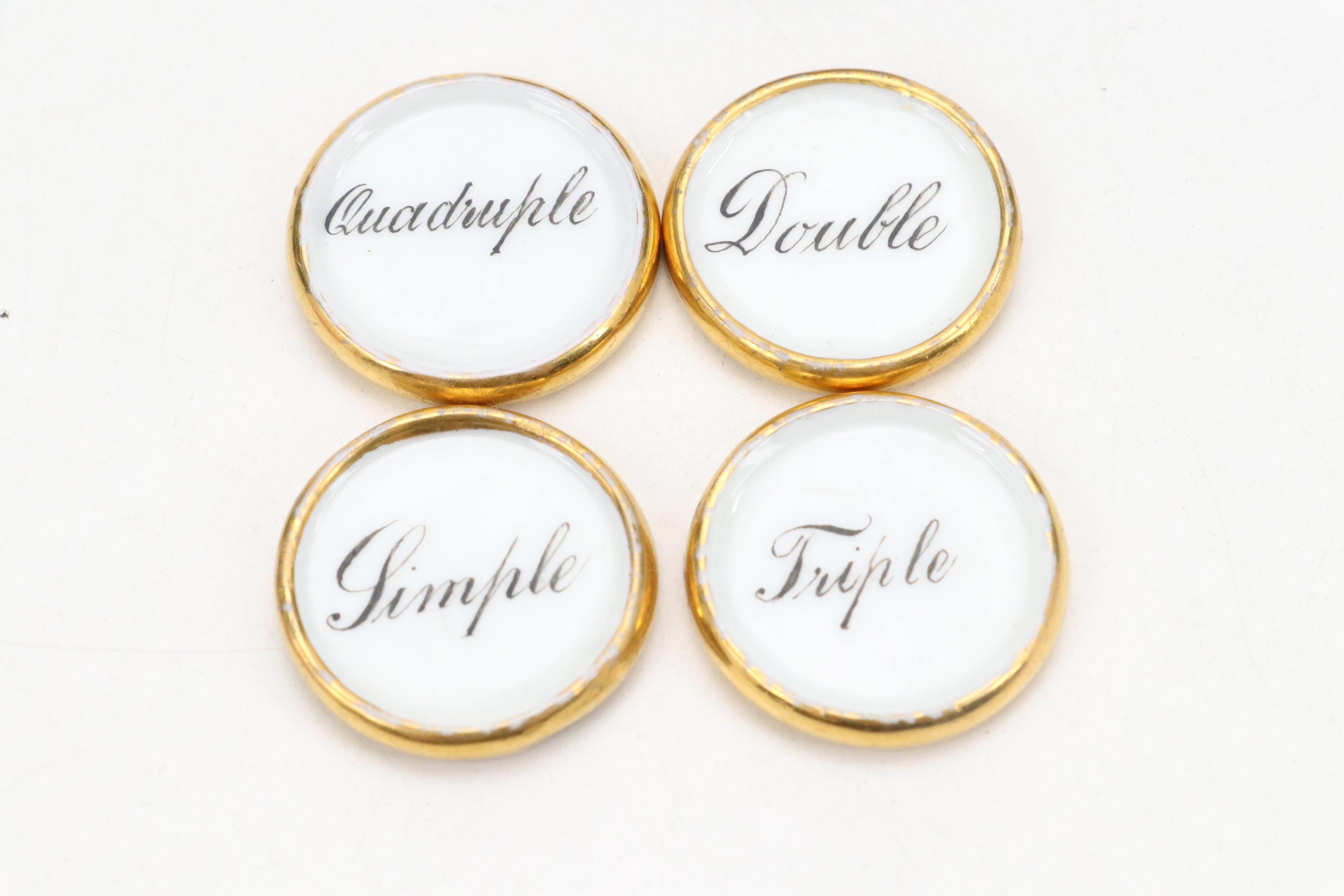 Ceramic, MOP, Bone, and Plastic Whist Card Game Scoring Markers in Boxes