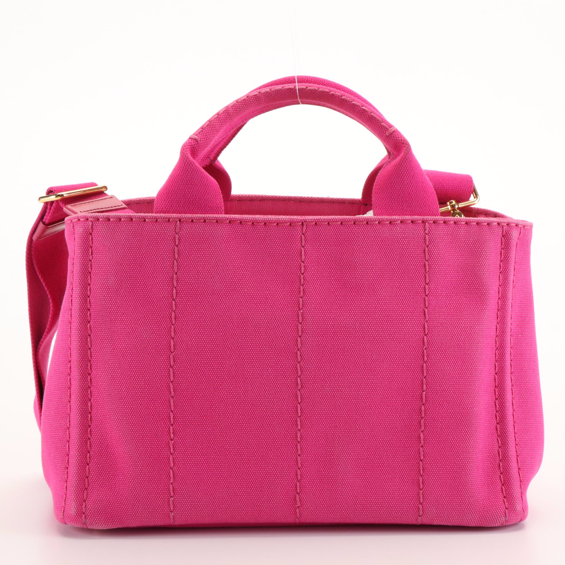 Prada Canapa Logo Pink Canvas Tote Bag