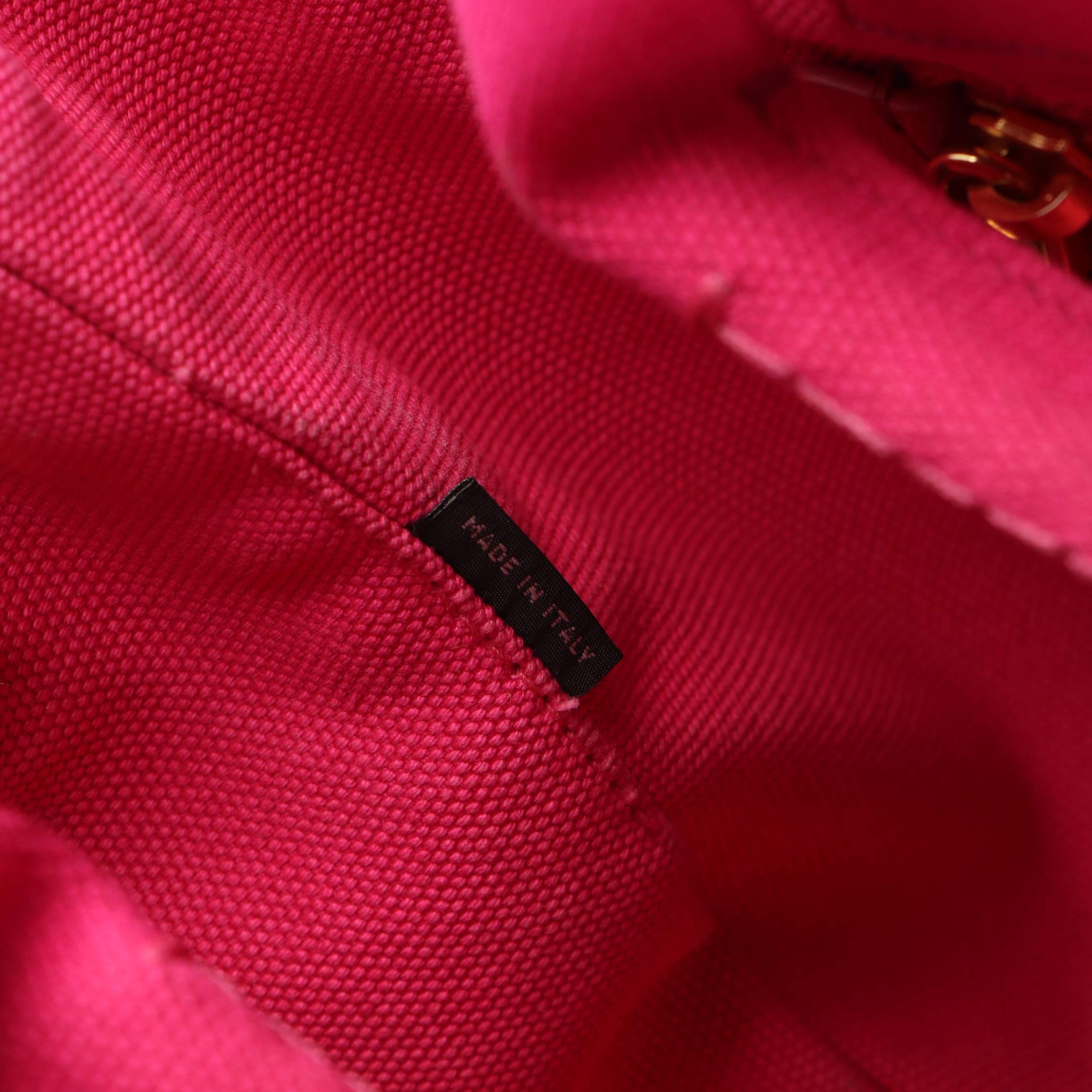 Prada Canapa Logo Pink Canvas Tote Bag