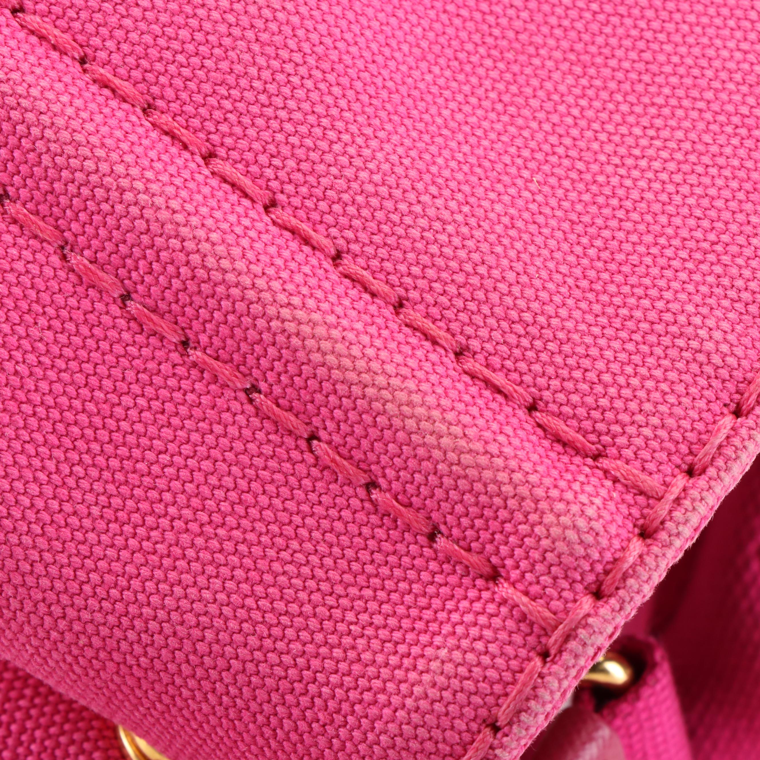 Prada Canapa Logo Pink Canvas Tote Bag