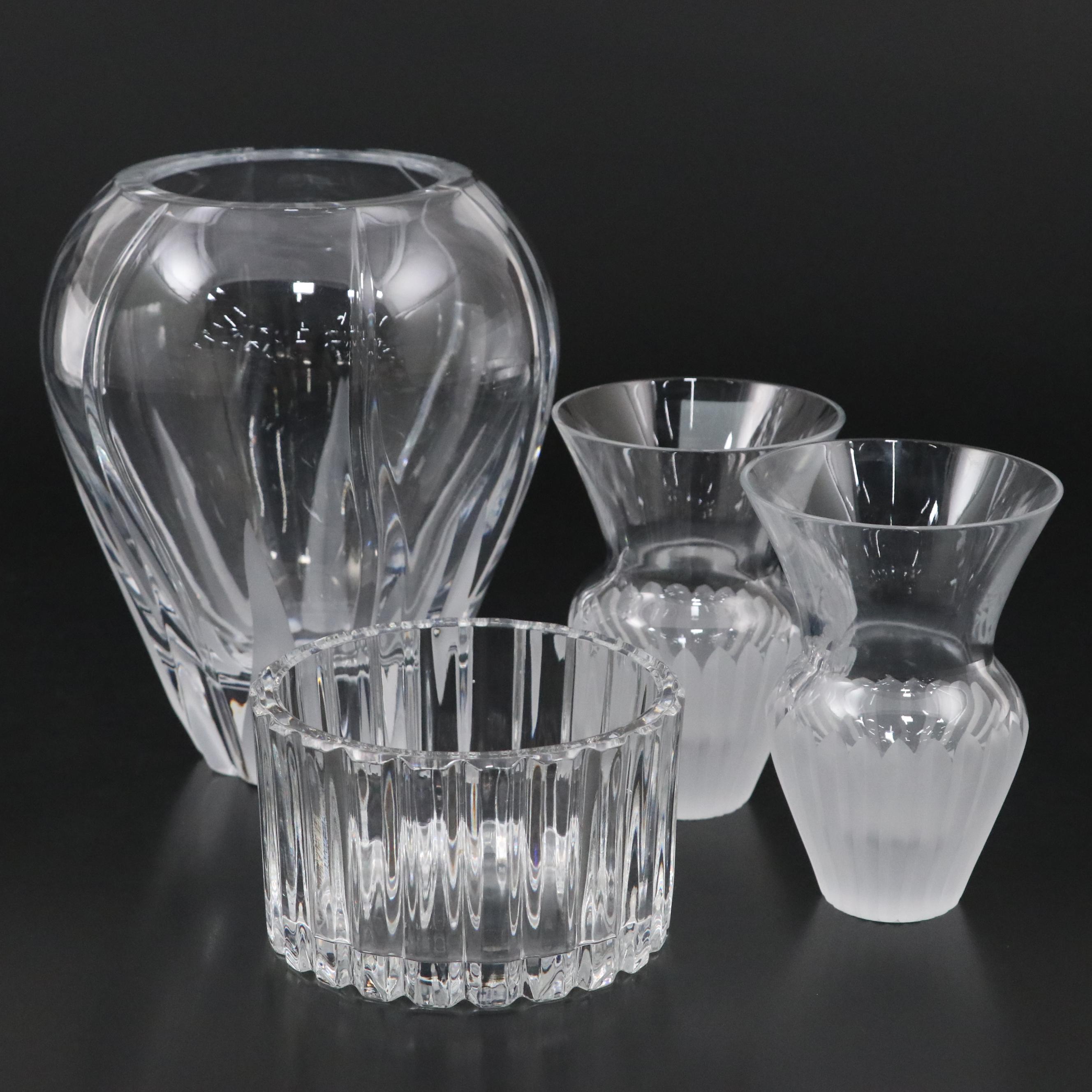 Mikasa Crystal Vase Pair with Other Cut Crystal Vase and Nut Bowl