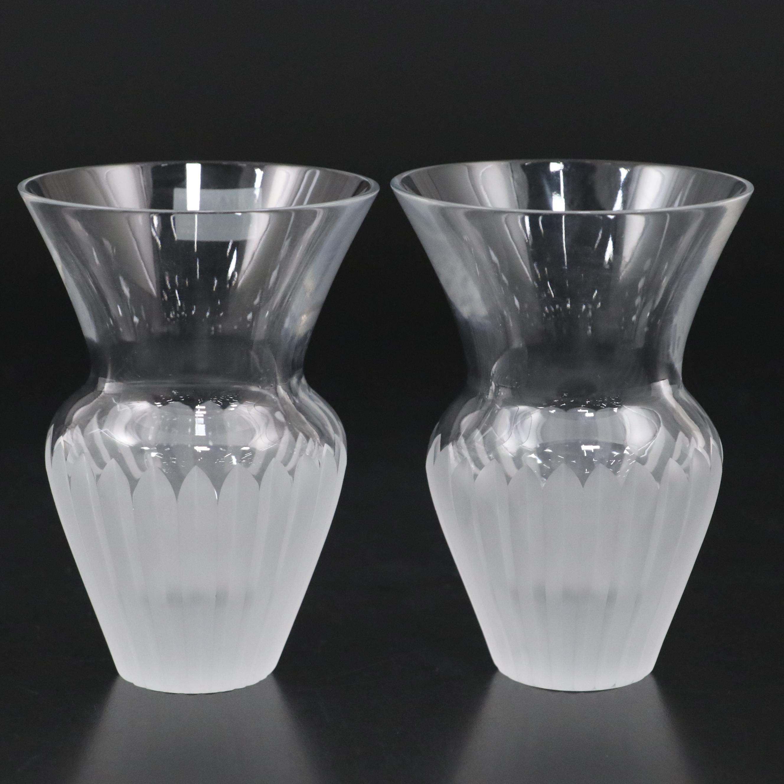Mikasa Crystal Vase Pair with Other Cut Crystal Vase and Nut Bowl
