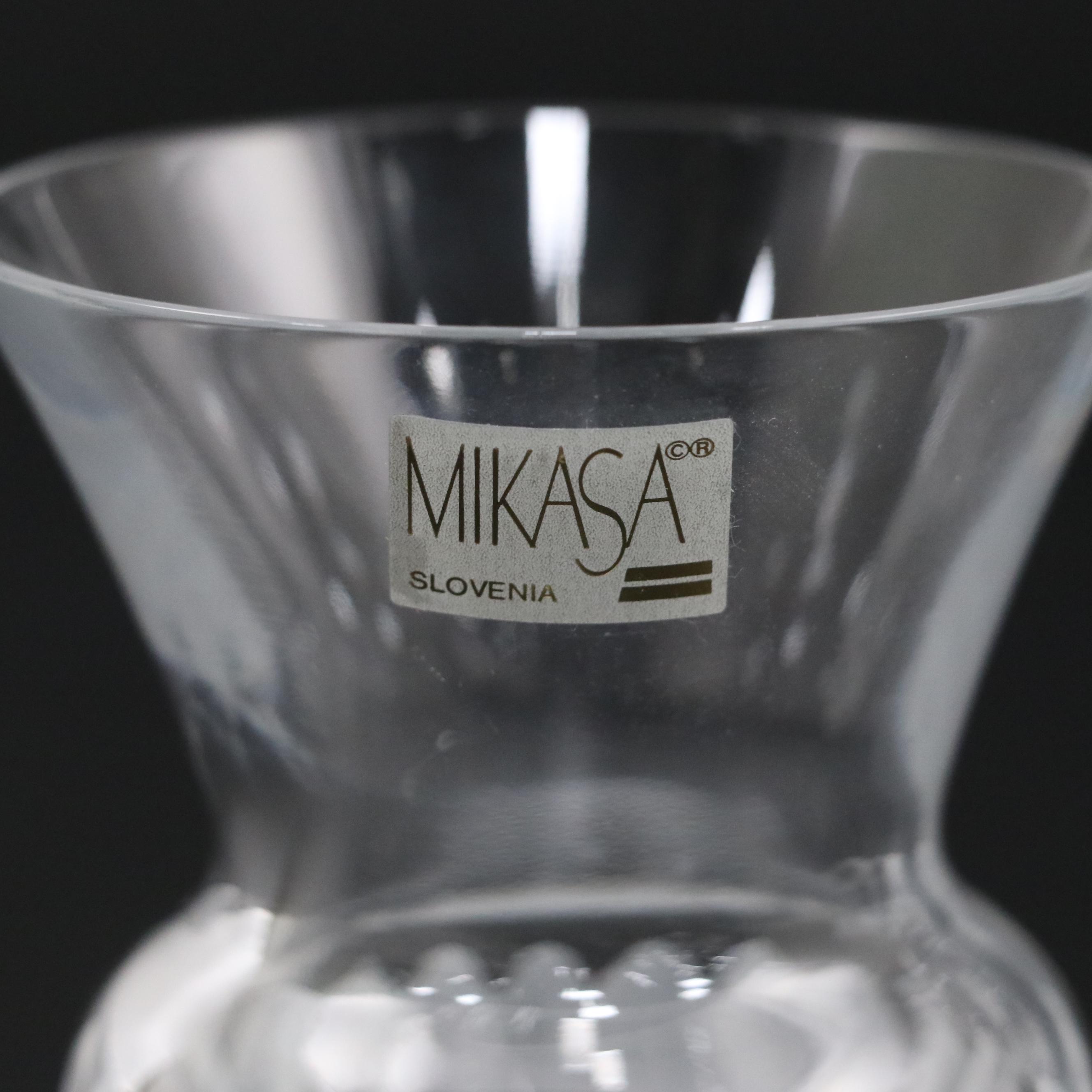 Mikasa Crystal Vase Pair with Other Cut Crystal Vase and Nut Bowl