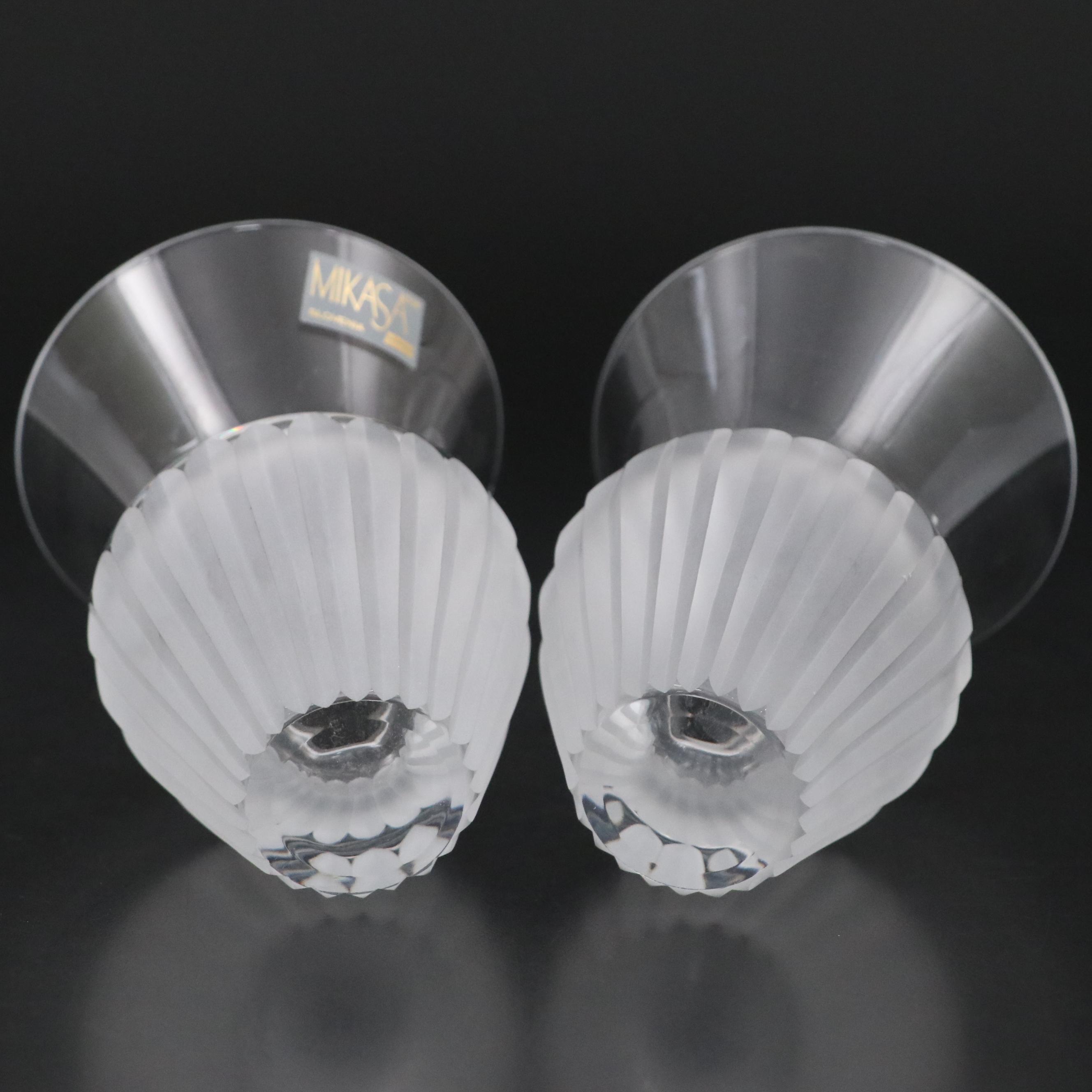 Mikasa Crystal Vase Pair with Other Cut Crystal Vase and Nut Bowl