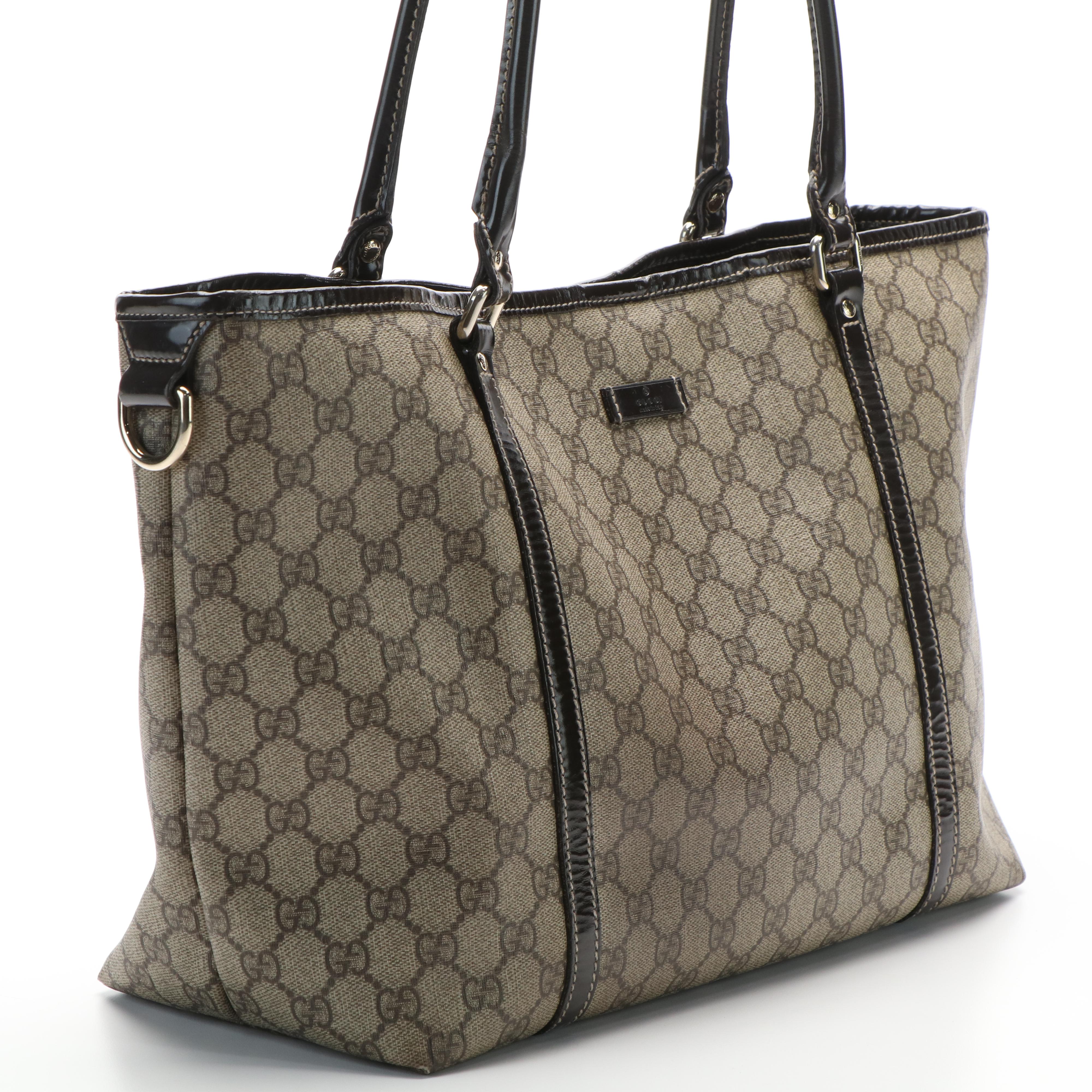 Gucci Original Joy Tote in Beige GG Supreme Canvas and Leather