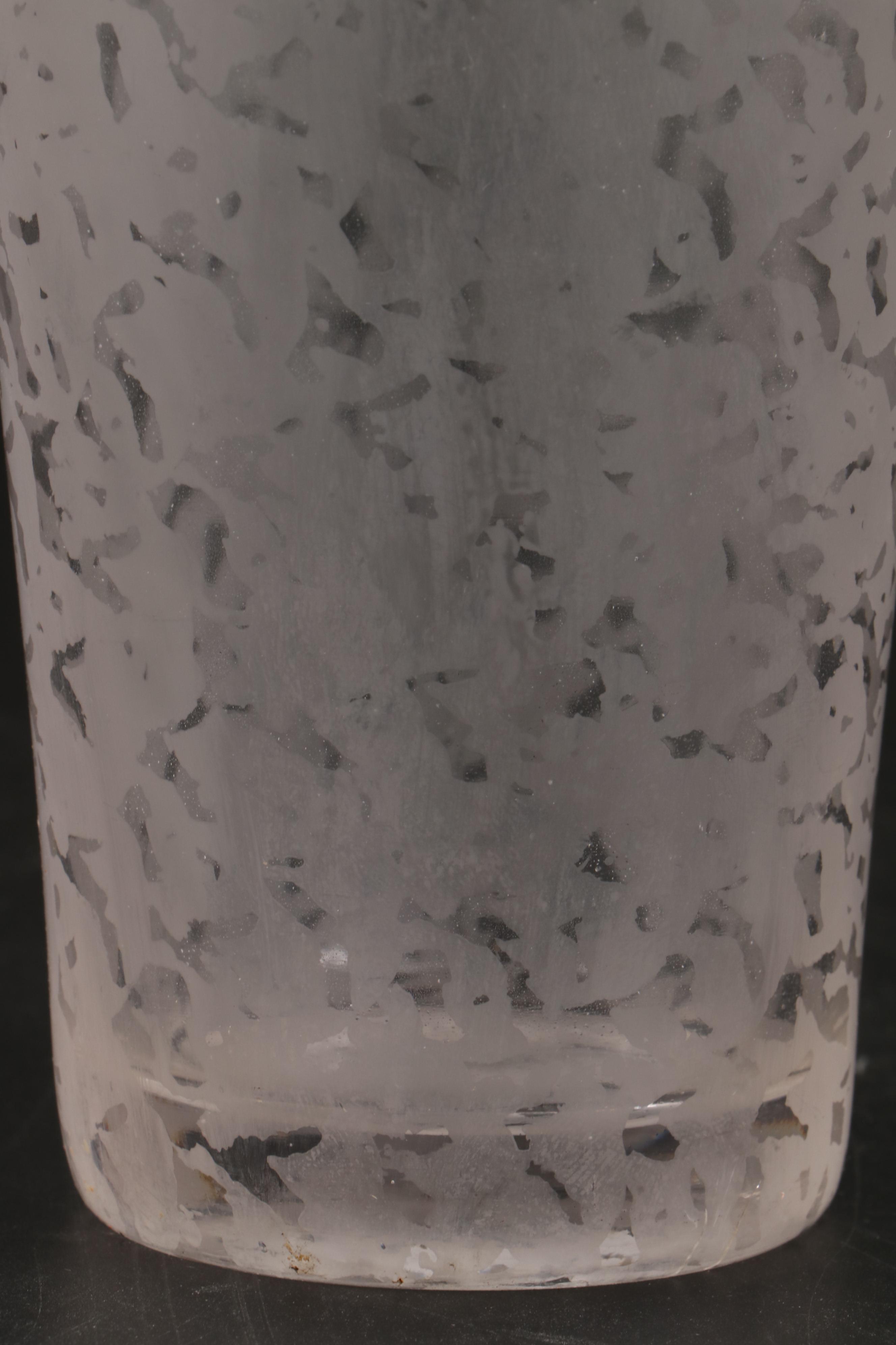 Etched Glass Cocktail Shaker and Shot Glasses