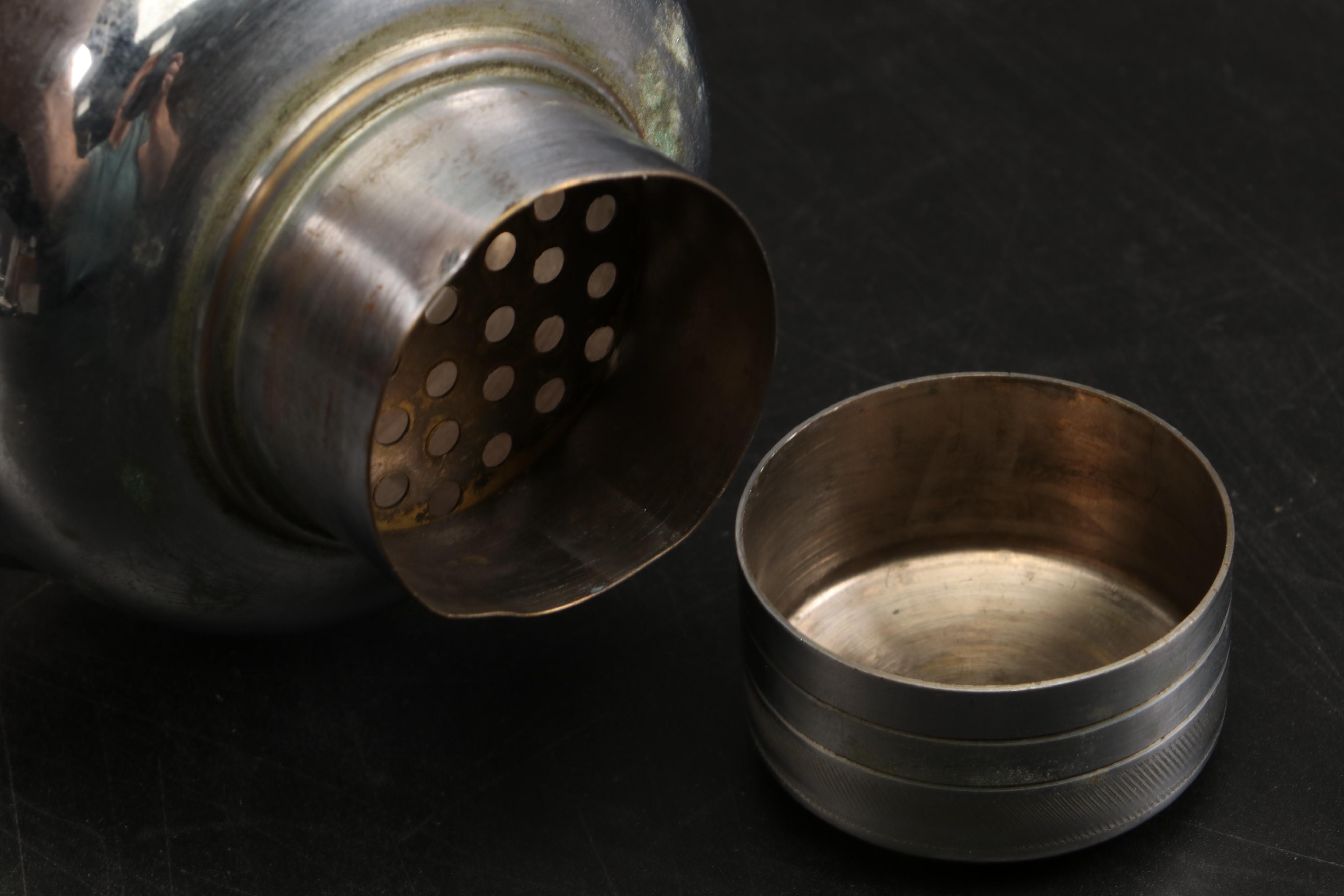 Etched Glass Cocktail Shaker and Shot Glasses