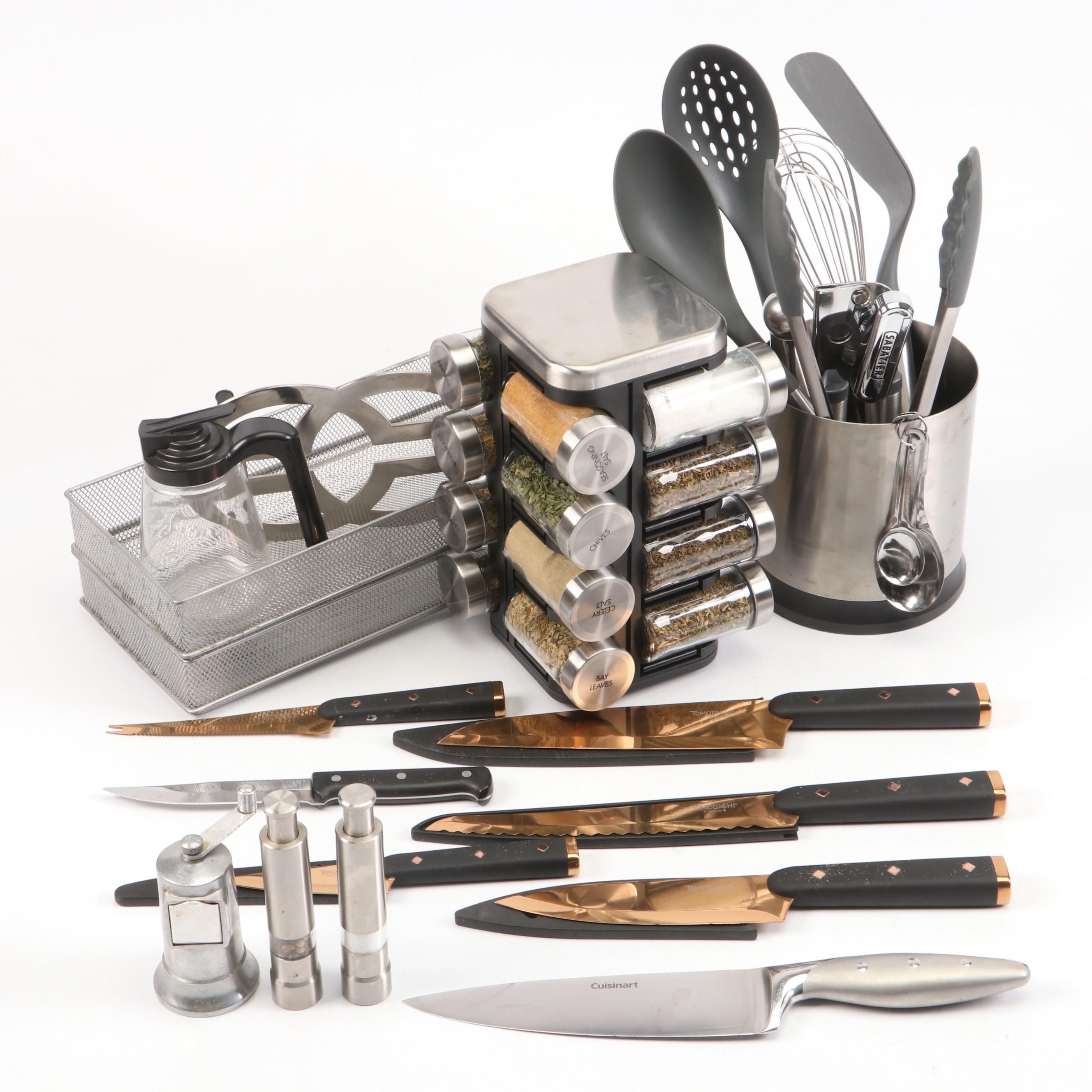 Tomodachi Chef's Knife Set with Spice Rack and Jars, Cooking Utensils and More