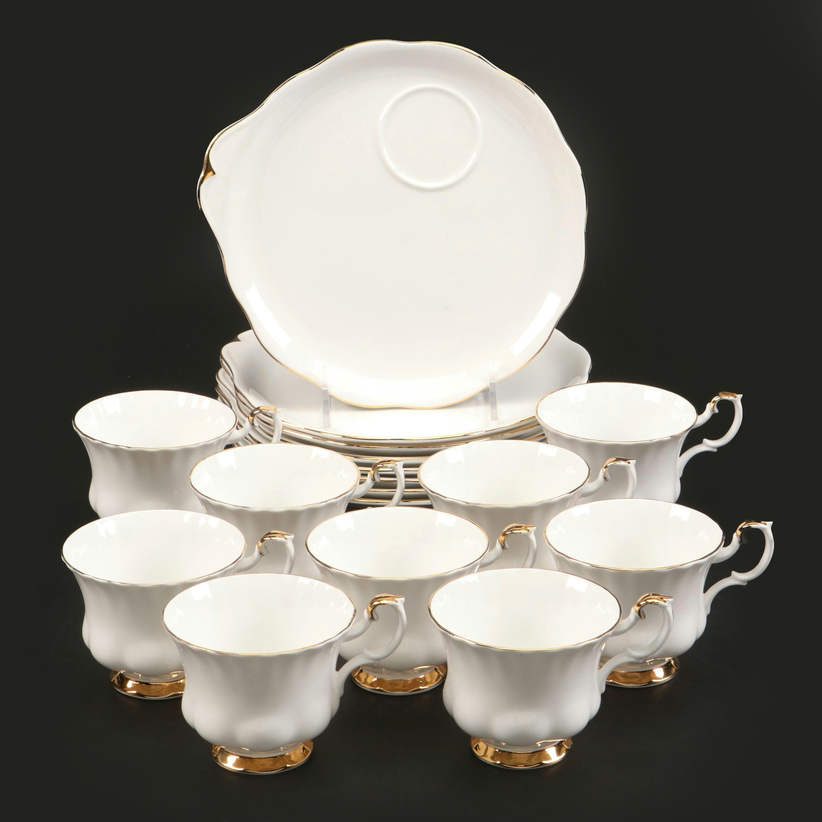 Royal Albert "Val D'Or" Bone China Snack Plates and Cups