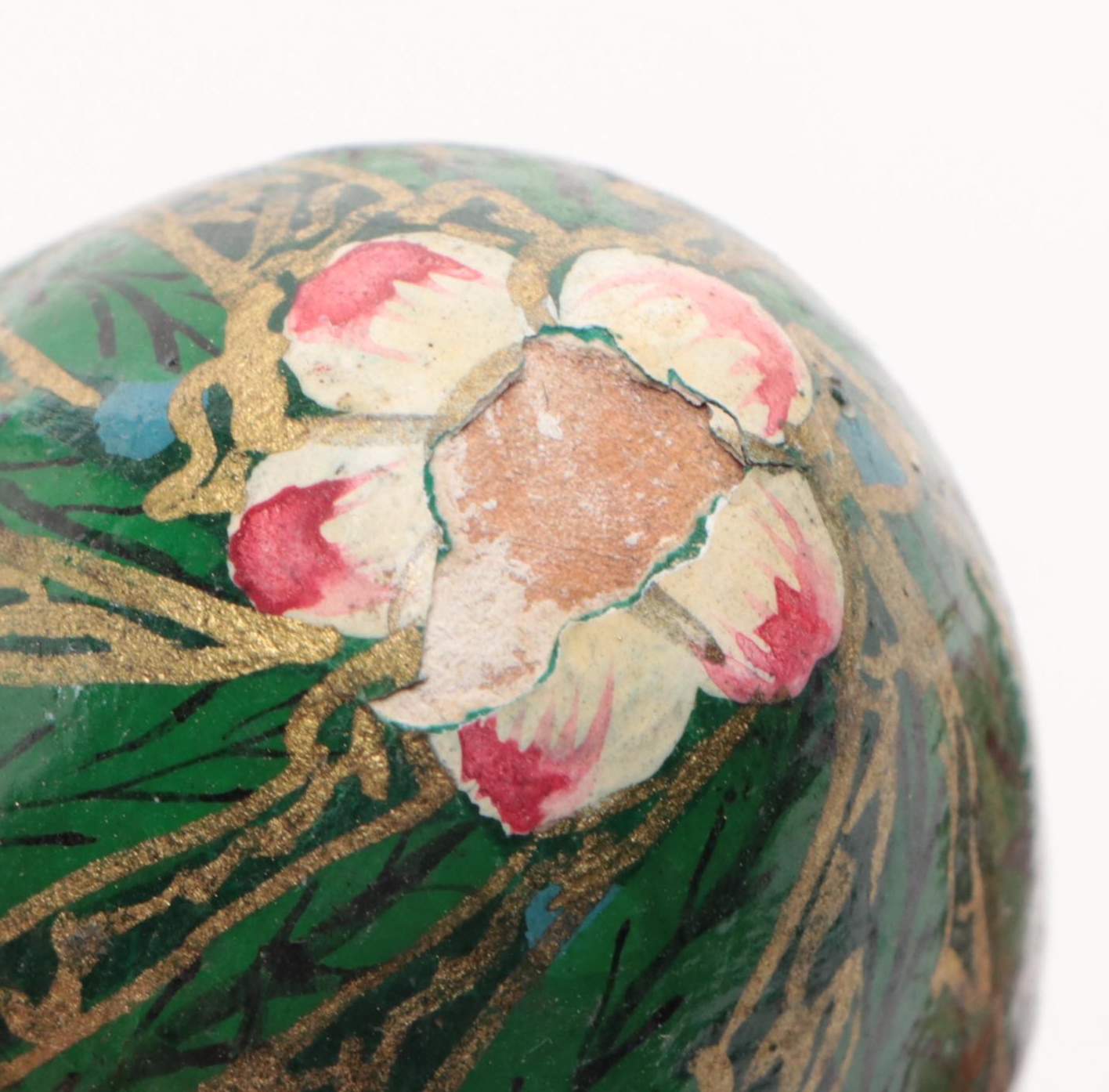 Hand-Painted Floral Motif Wood Egg Figurines with More