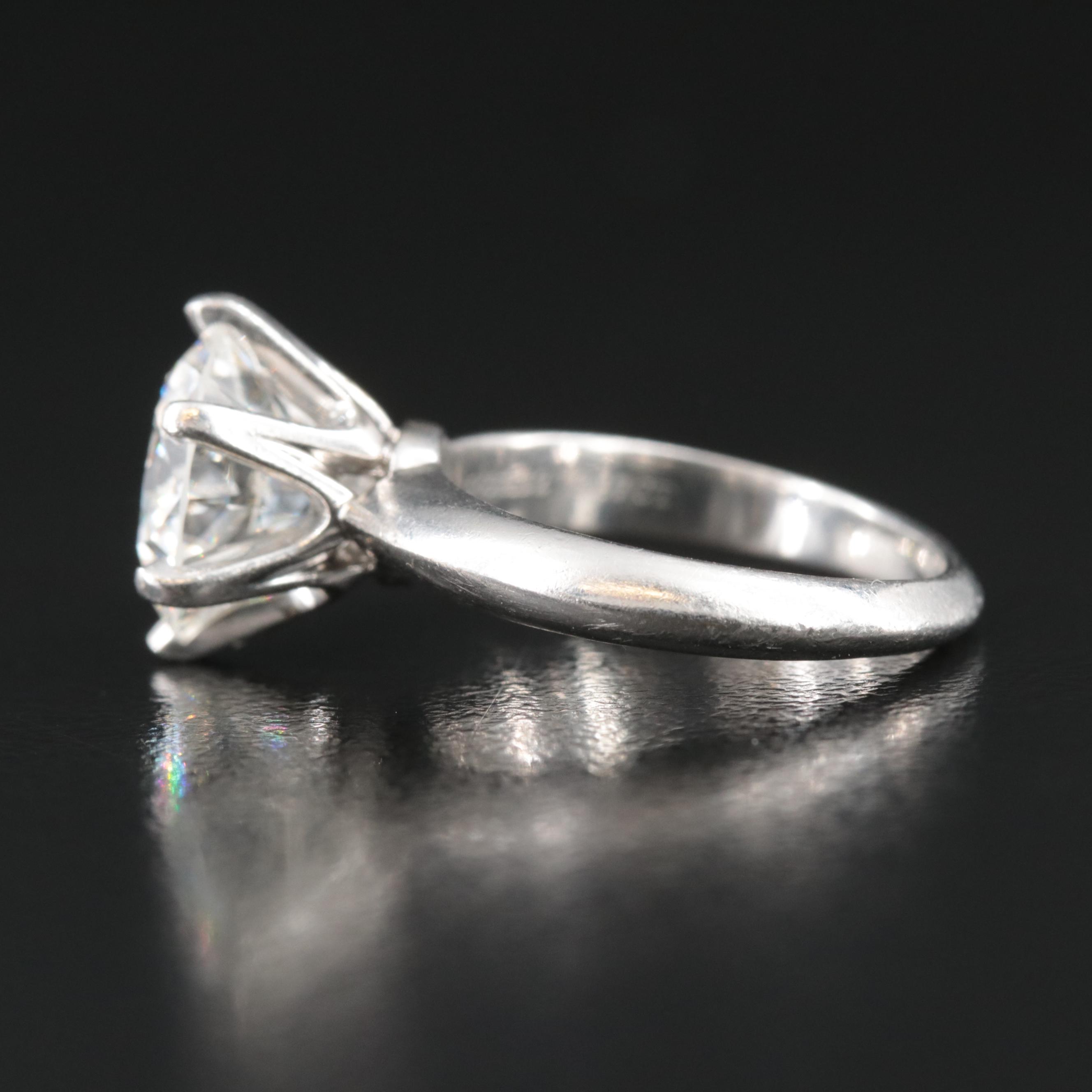 Tiffany & Co. Platinum 3.37 CT Diamond Solitaire Ring with GIA and Tiffany Certs