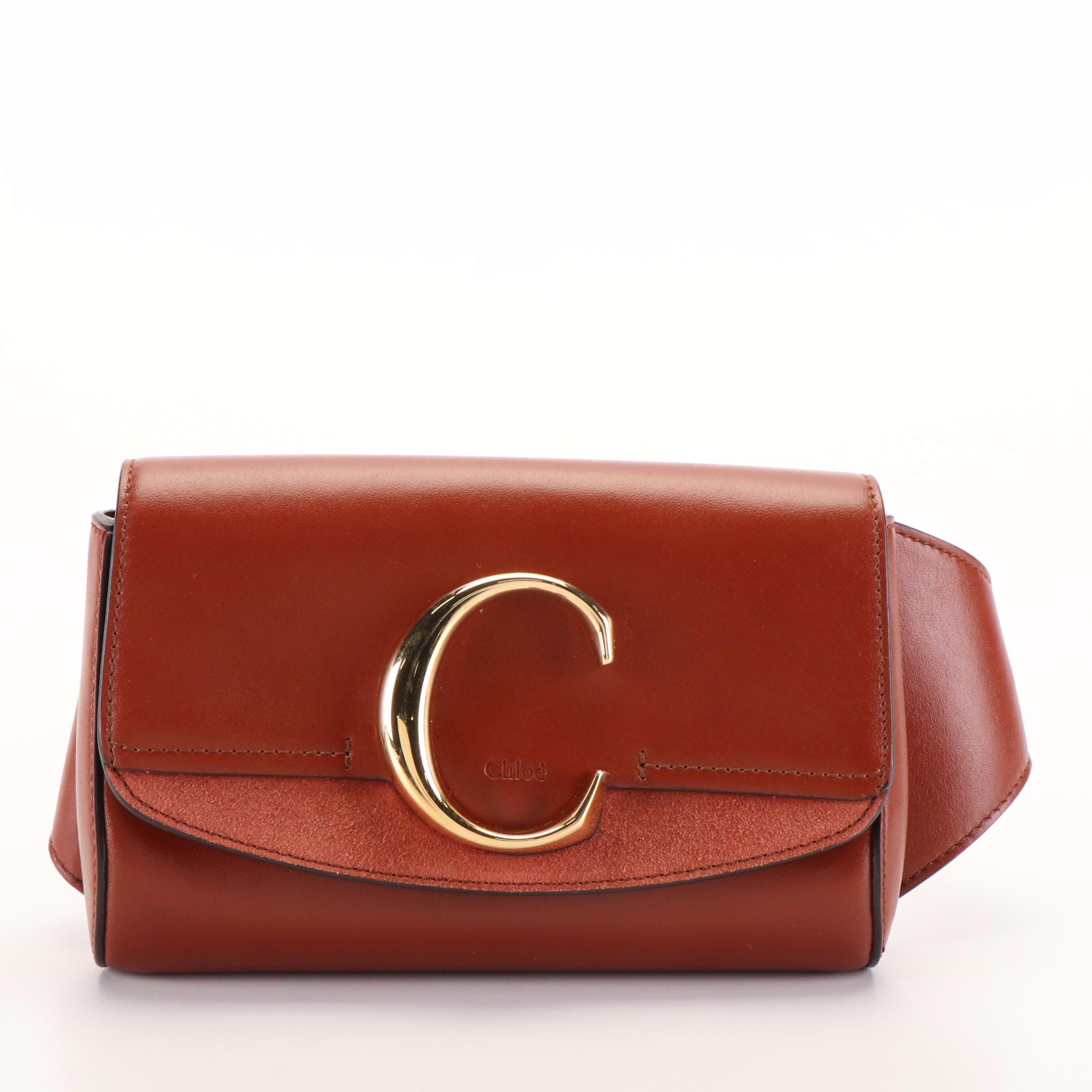 Chloé 'C' Crossbody Belt Bag in Brown Suede and Leather
