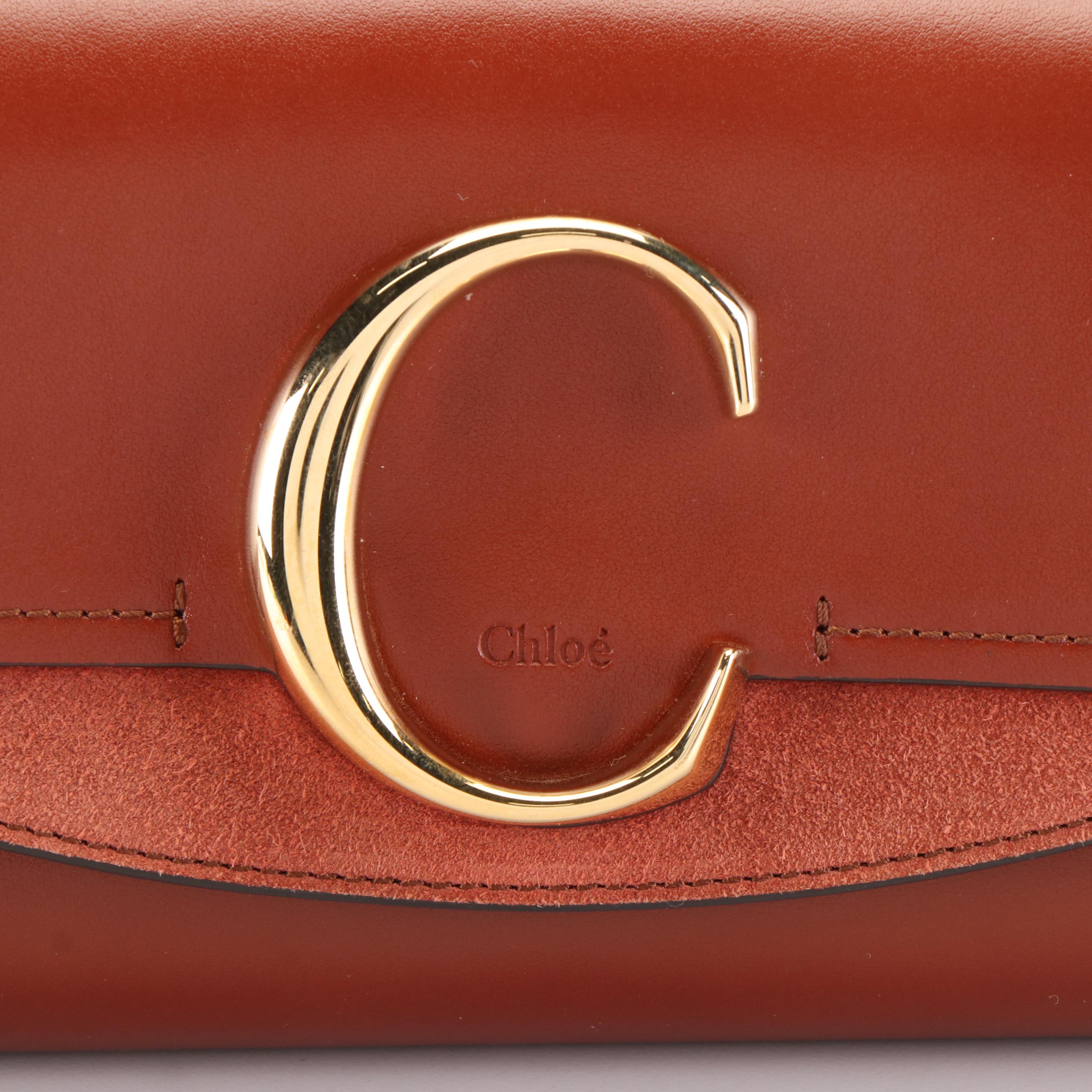 Chloé 'C' Crossbody Belt Bag in Brown Suede and Leather