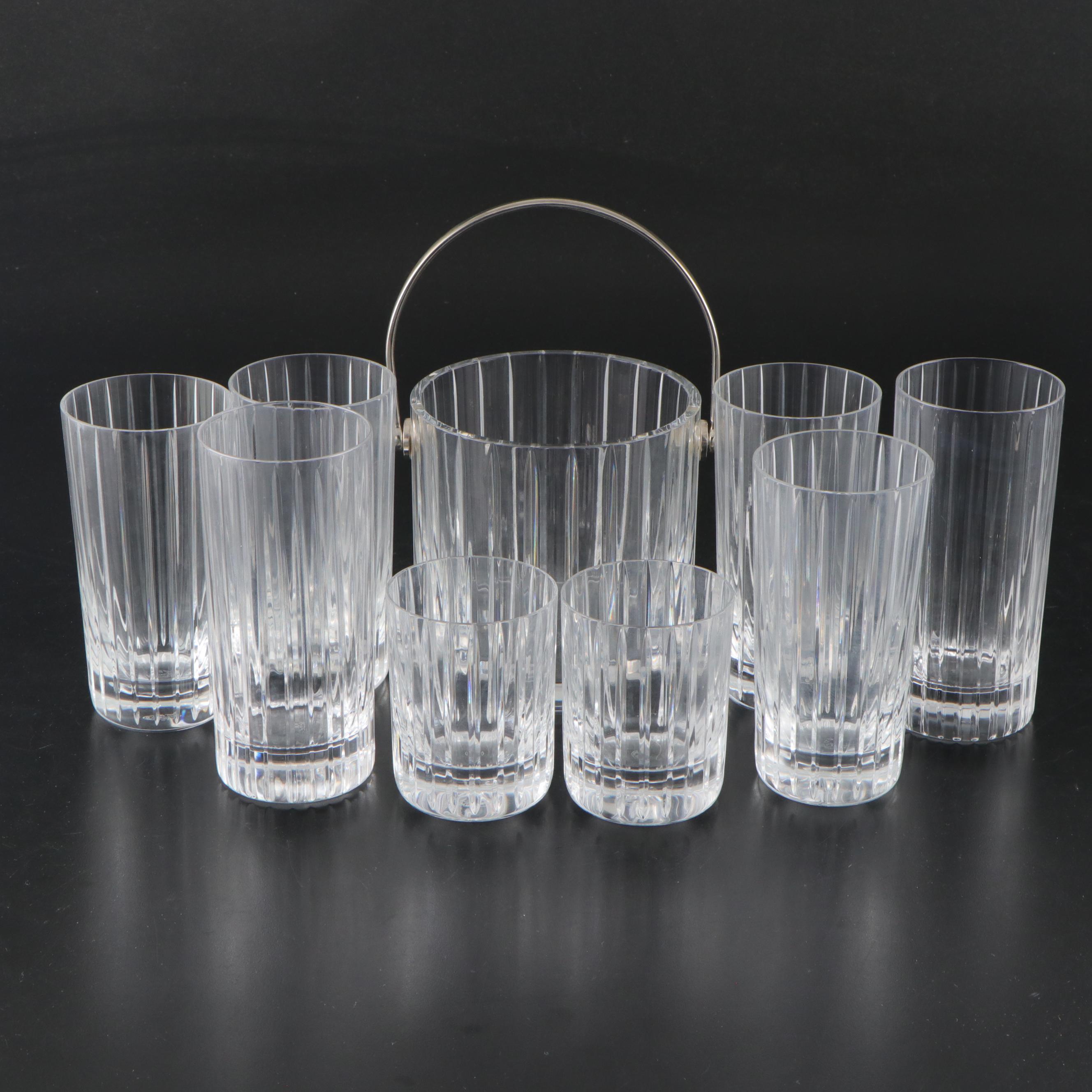 Baccarat Crystal Ice Bucket with Highball and Lowball Glasses