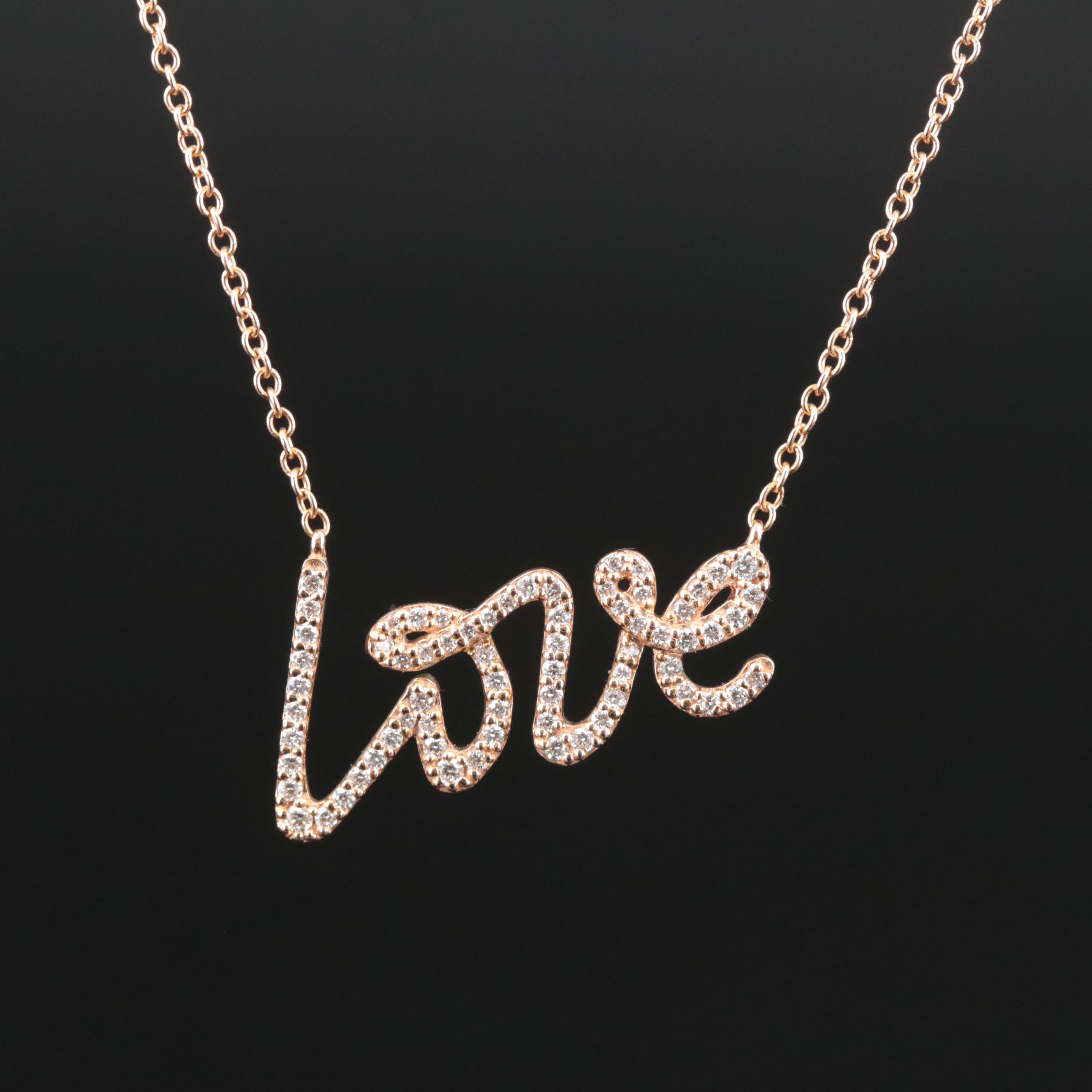Paloma Picasso for Tiffany & Co. Graffiti 18K Rose Gold Diamond Love Necklace