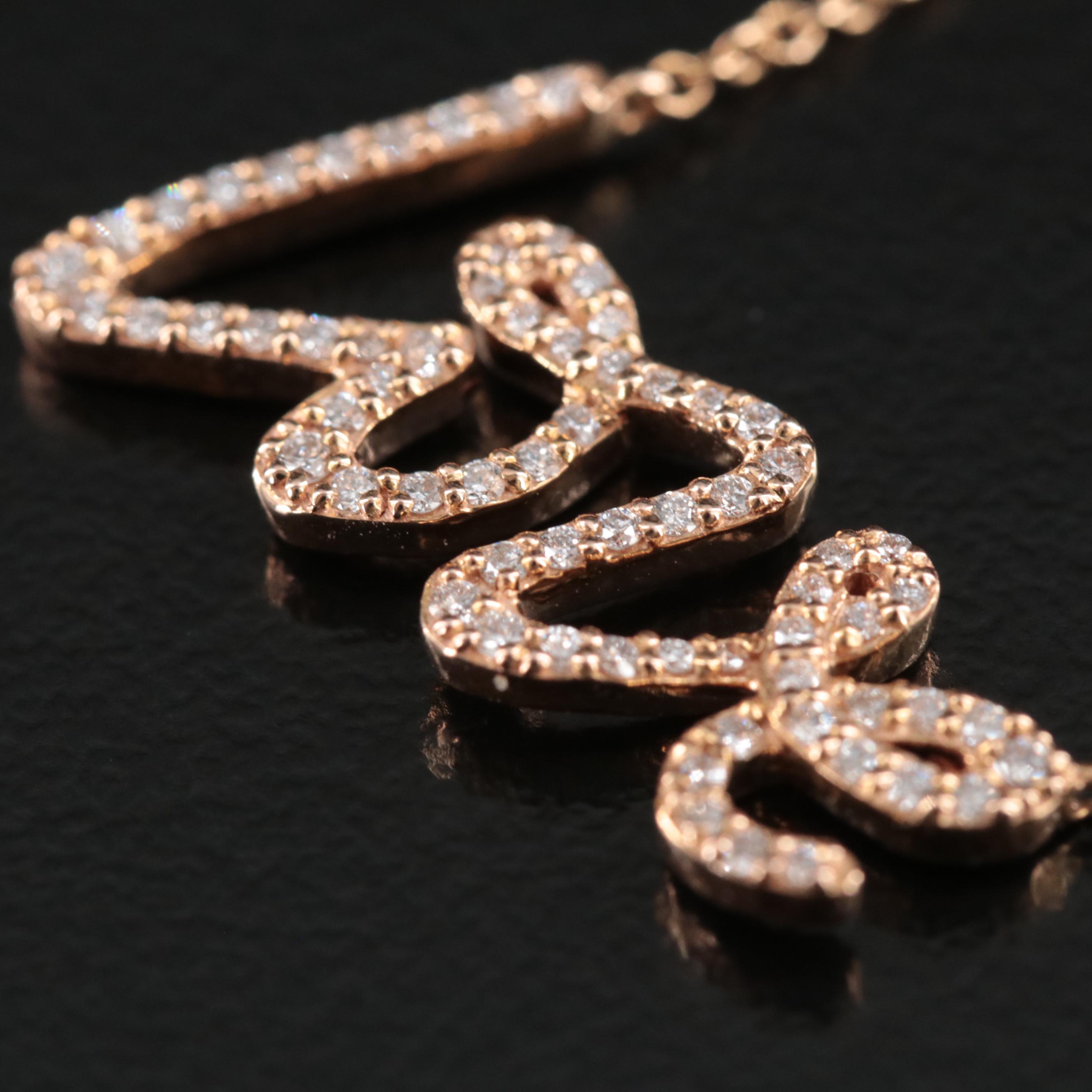 Paloma Picasso for Tiffany & Co. Graffiti 18K Rose Gold Diamond Love Necklace