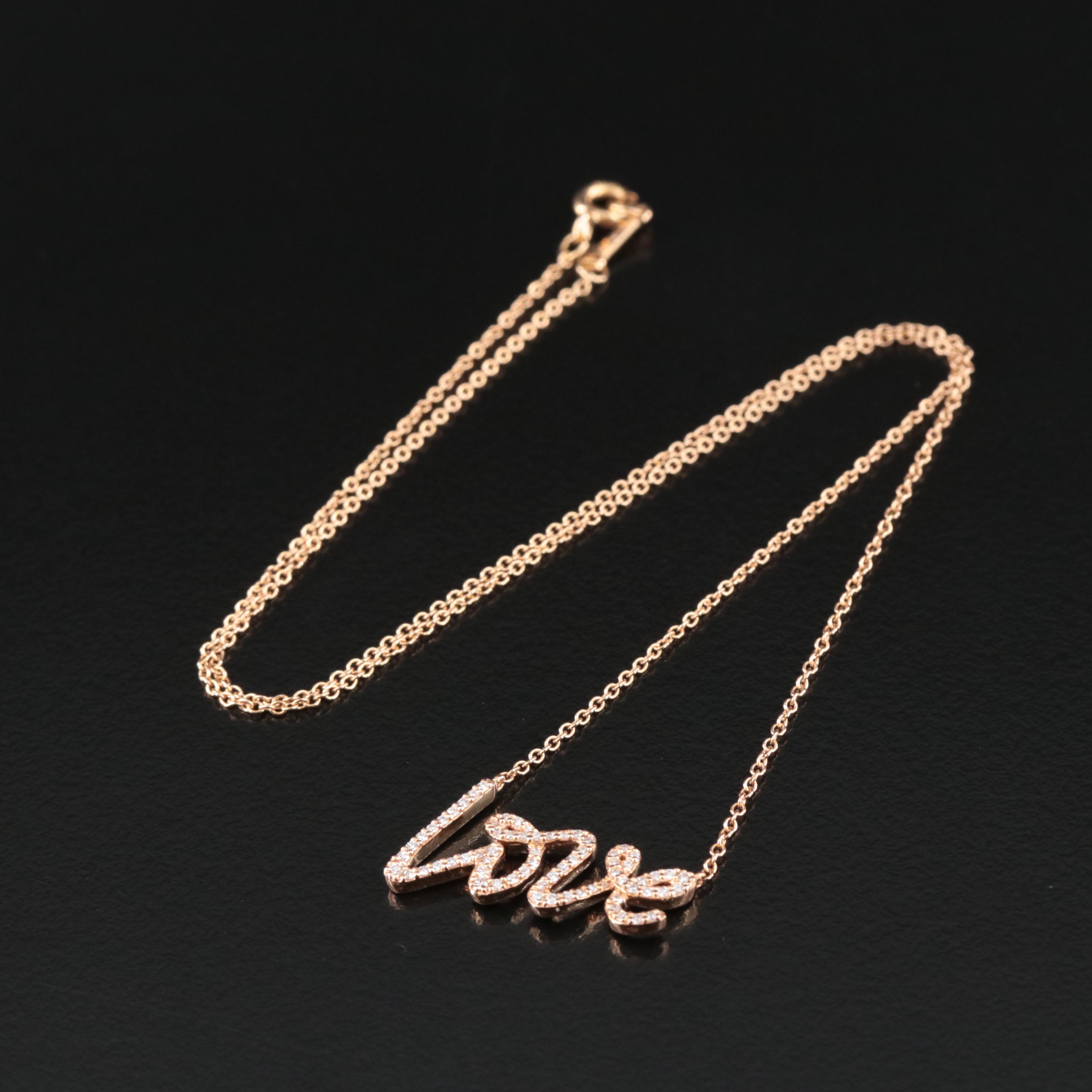 Paloma Picasso for Tiffany & Co. Graffiti 18K Rose Gold Diamond Love Necklace