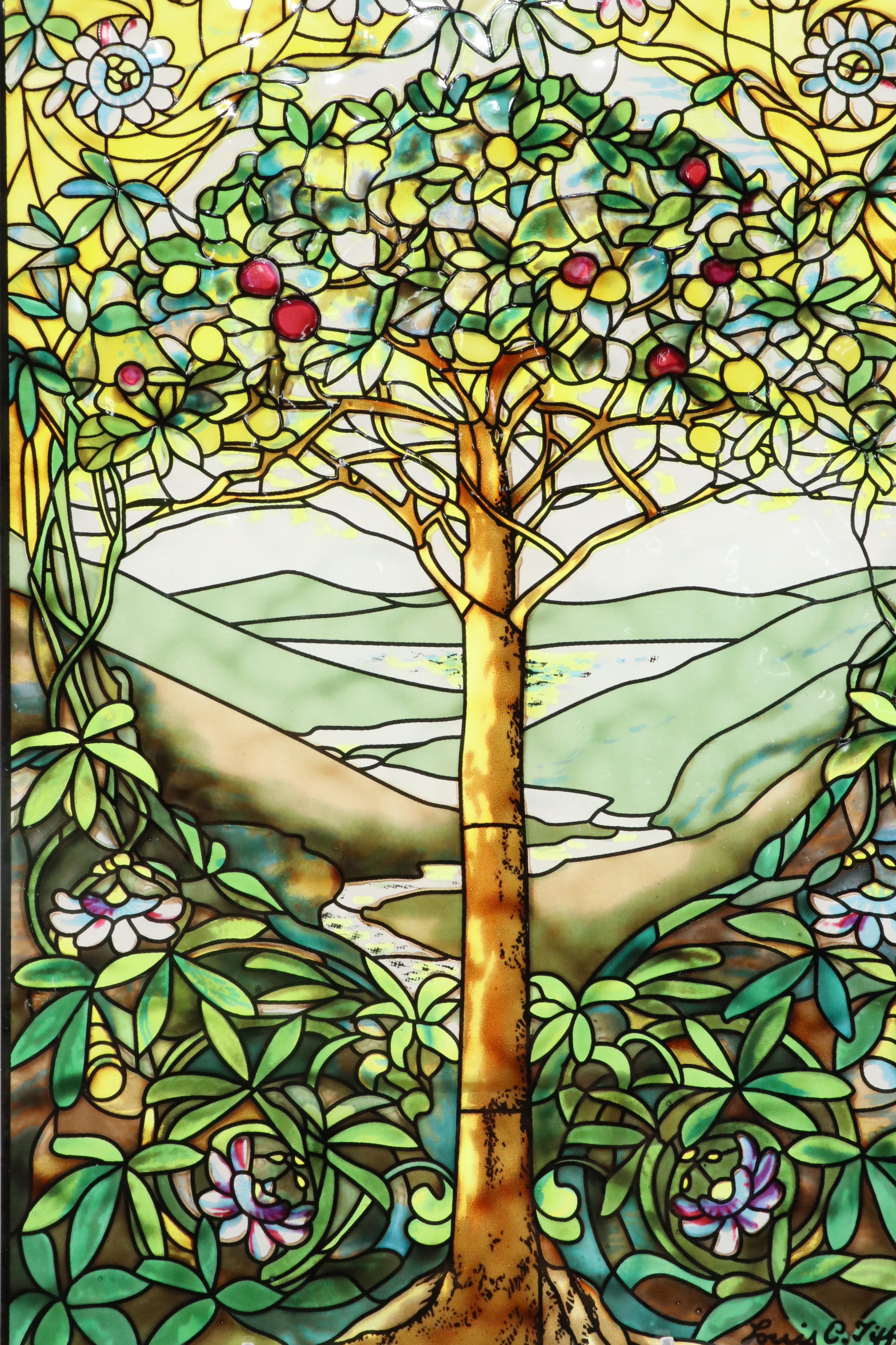 Glassmakers "Tiffany Tree of Life" Hanging Stained Glass Panel