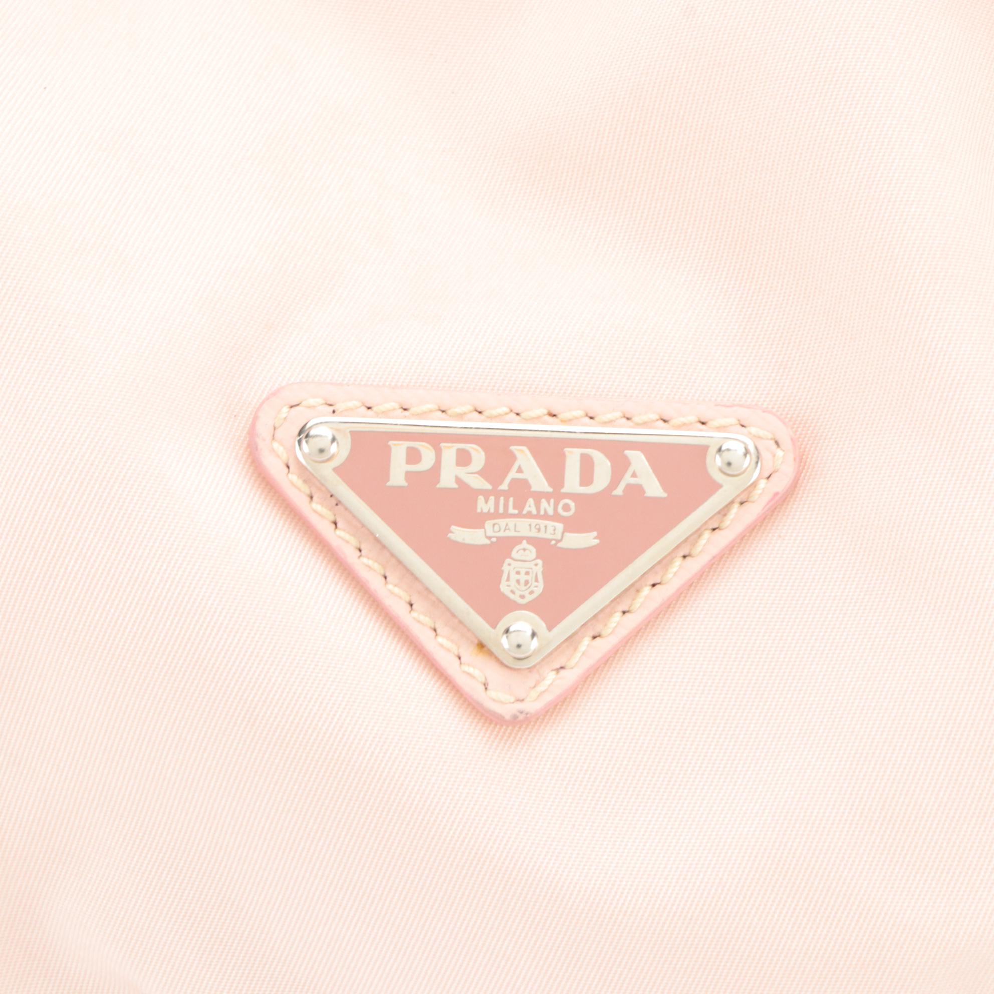 Prada Boston Hangbag in Pink Tessuto Nylon and Leather