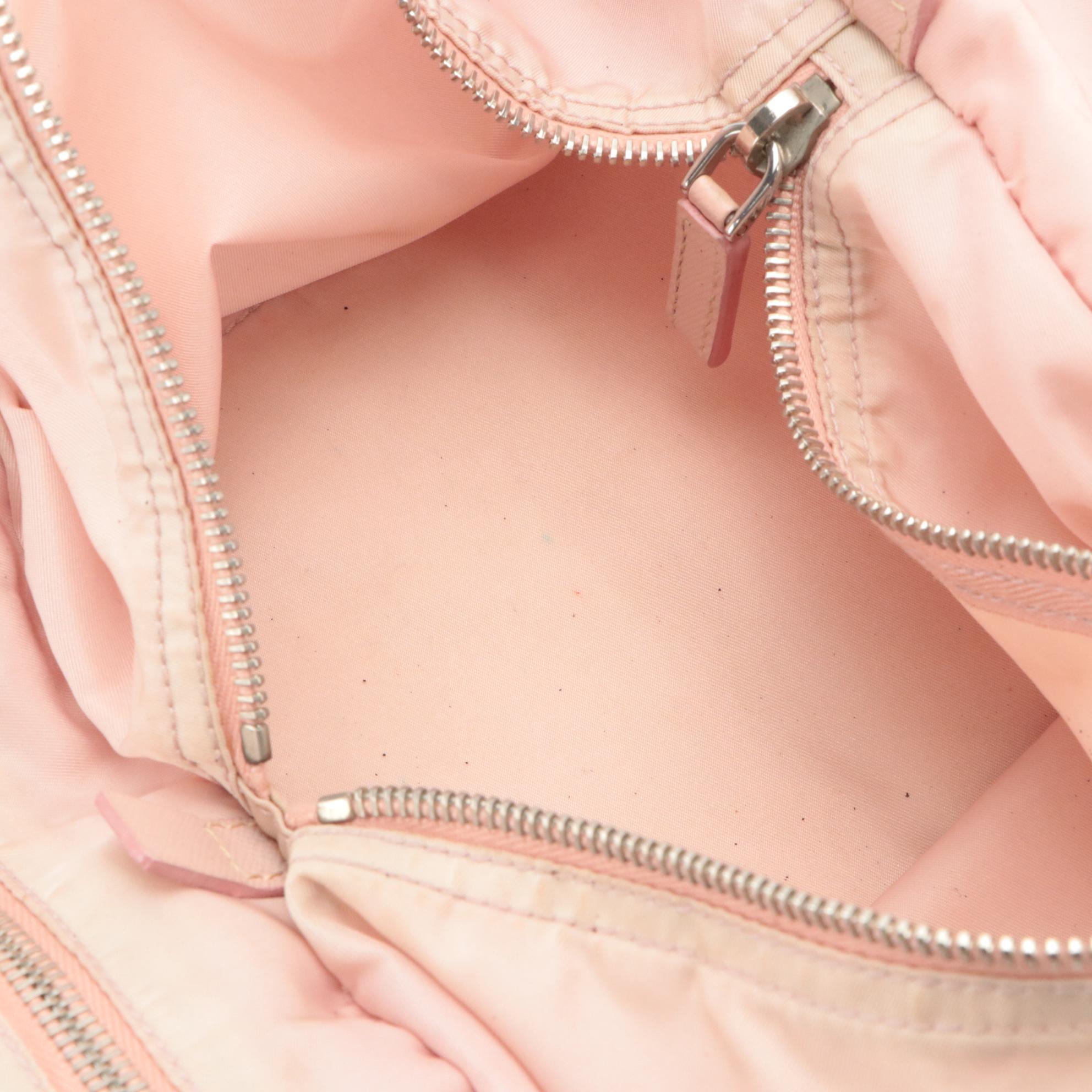 Prada Boston Hangbag in Pink Tessuto Nylon and Leather