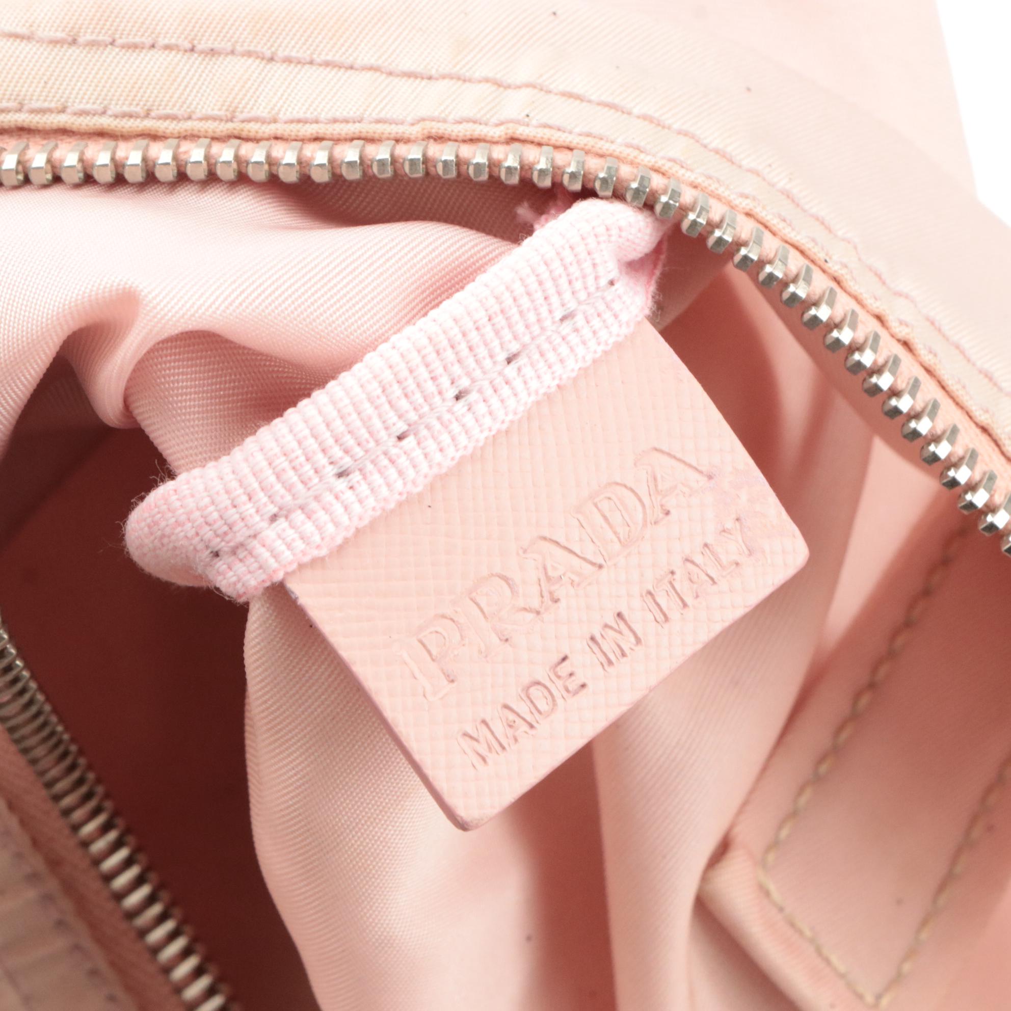 Prada Boston Hangbag in Pink Tessuto Nylon and Leather