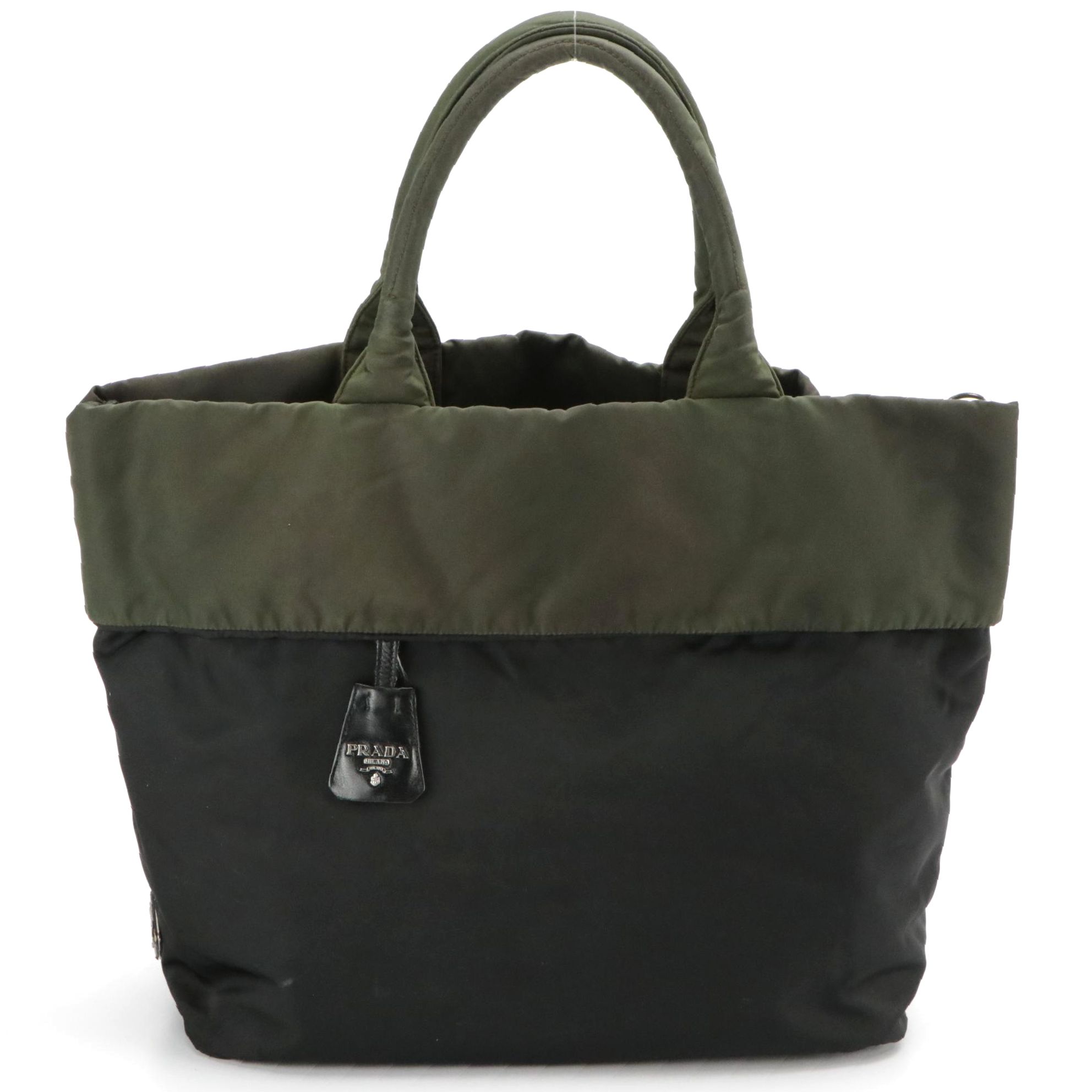 Prada Reversible Two-Way Bag in Olive Green and Black Tessuto Nylon