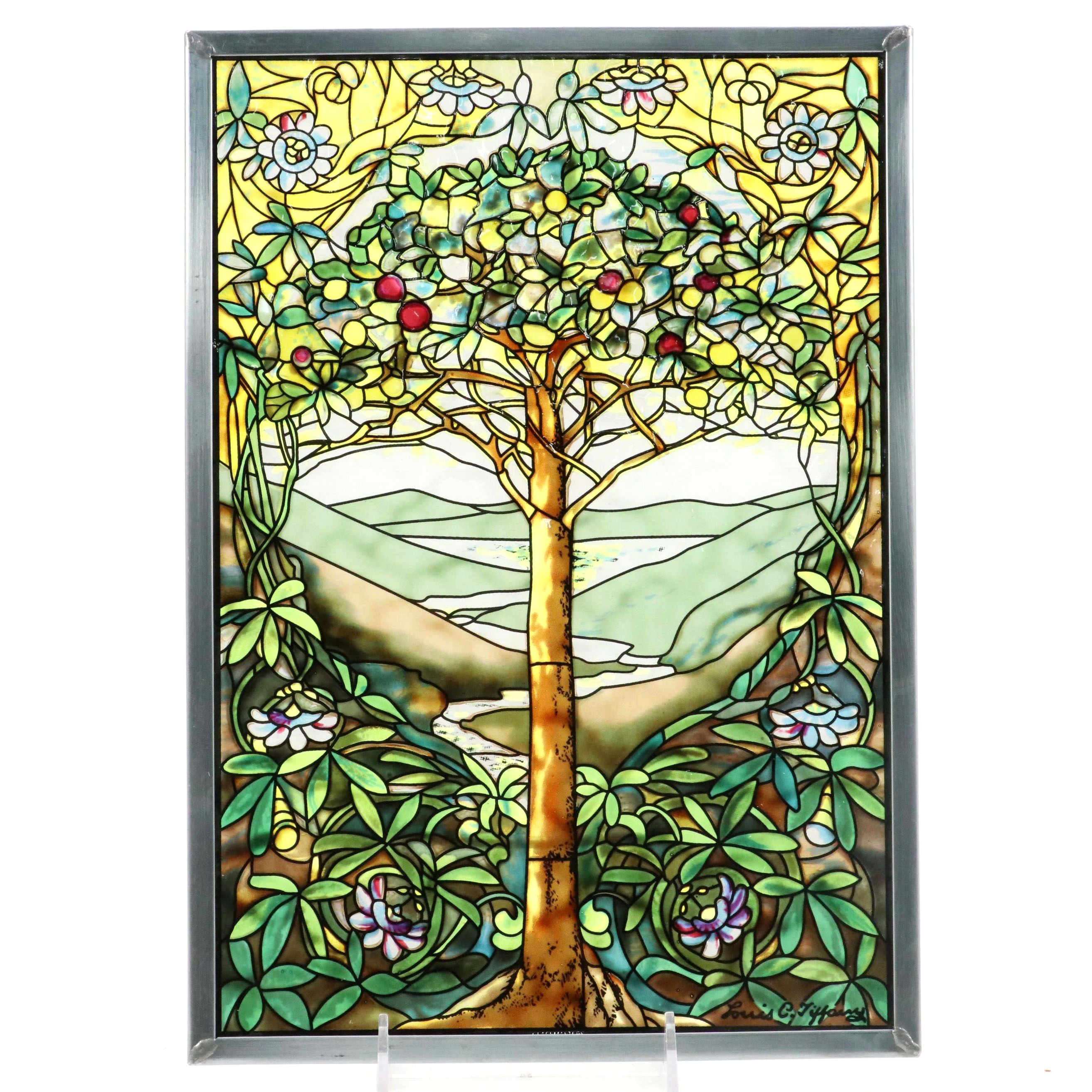 Glassmakers "Tiffany Tree of Life" Hanging Stained Glass Panel