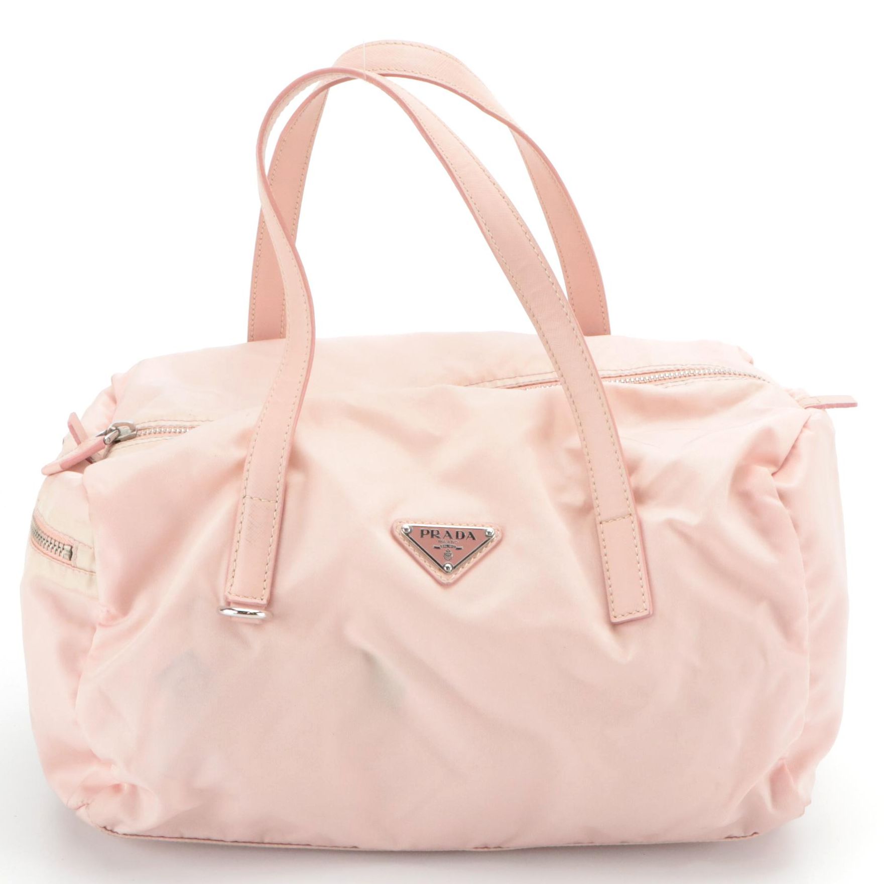 Prada Boston Hangbag in Pink Tessuto Nylon and Leather