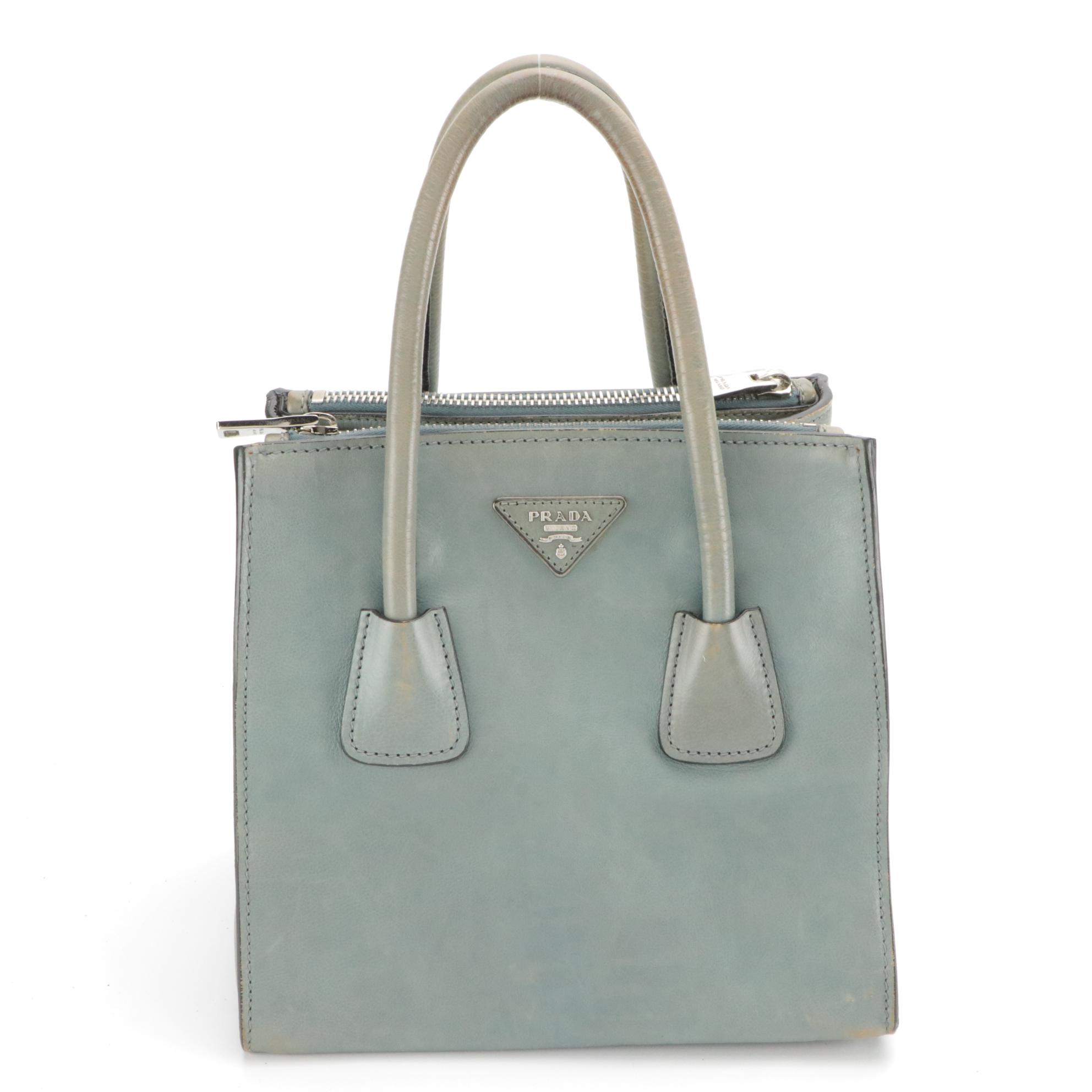 Prada Small Glacé Calf Leather Twin Pocket Two-Way Bag