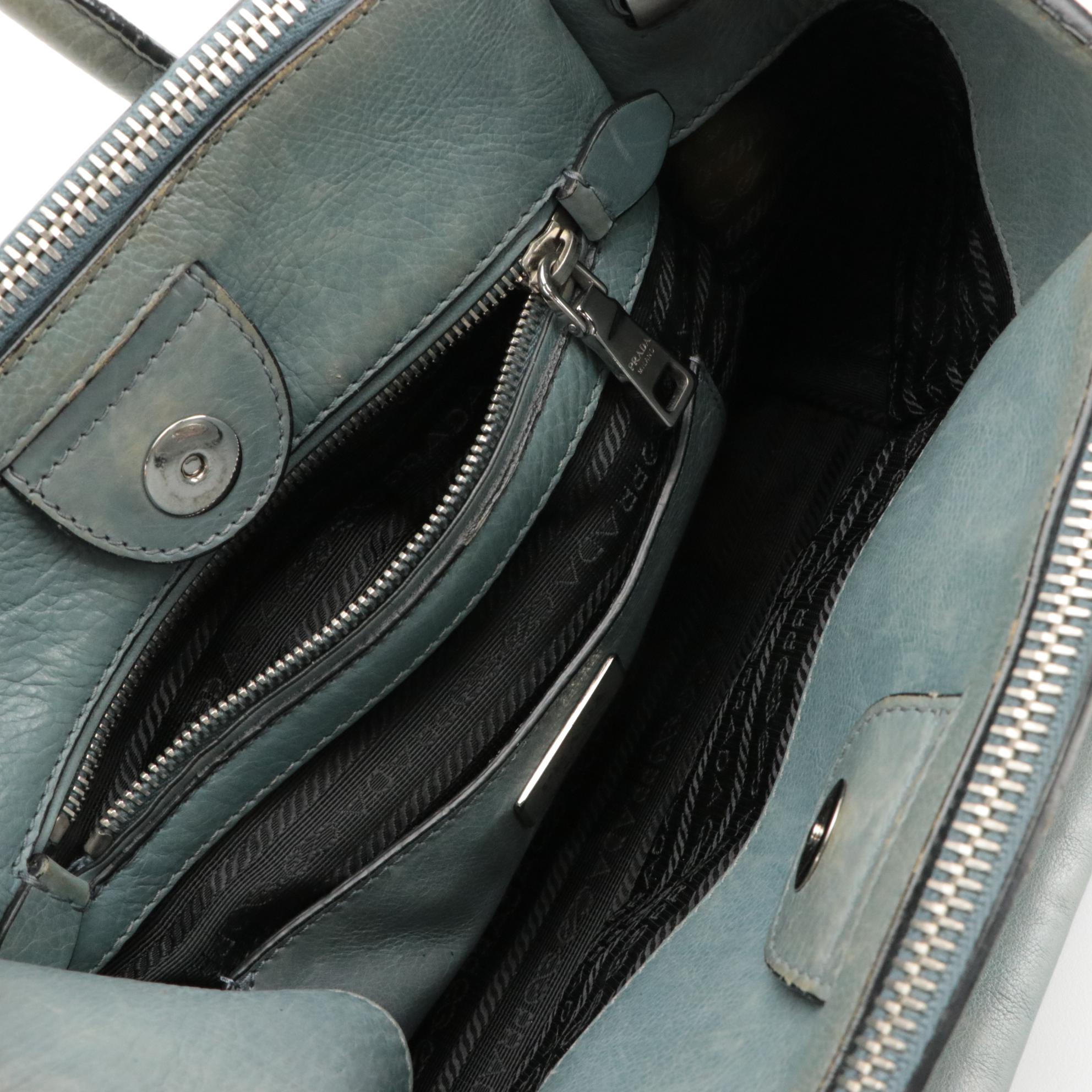 Prada Small Glacé Calf Leather Twin Pocket Two-Way Bag