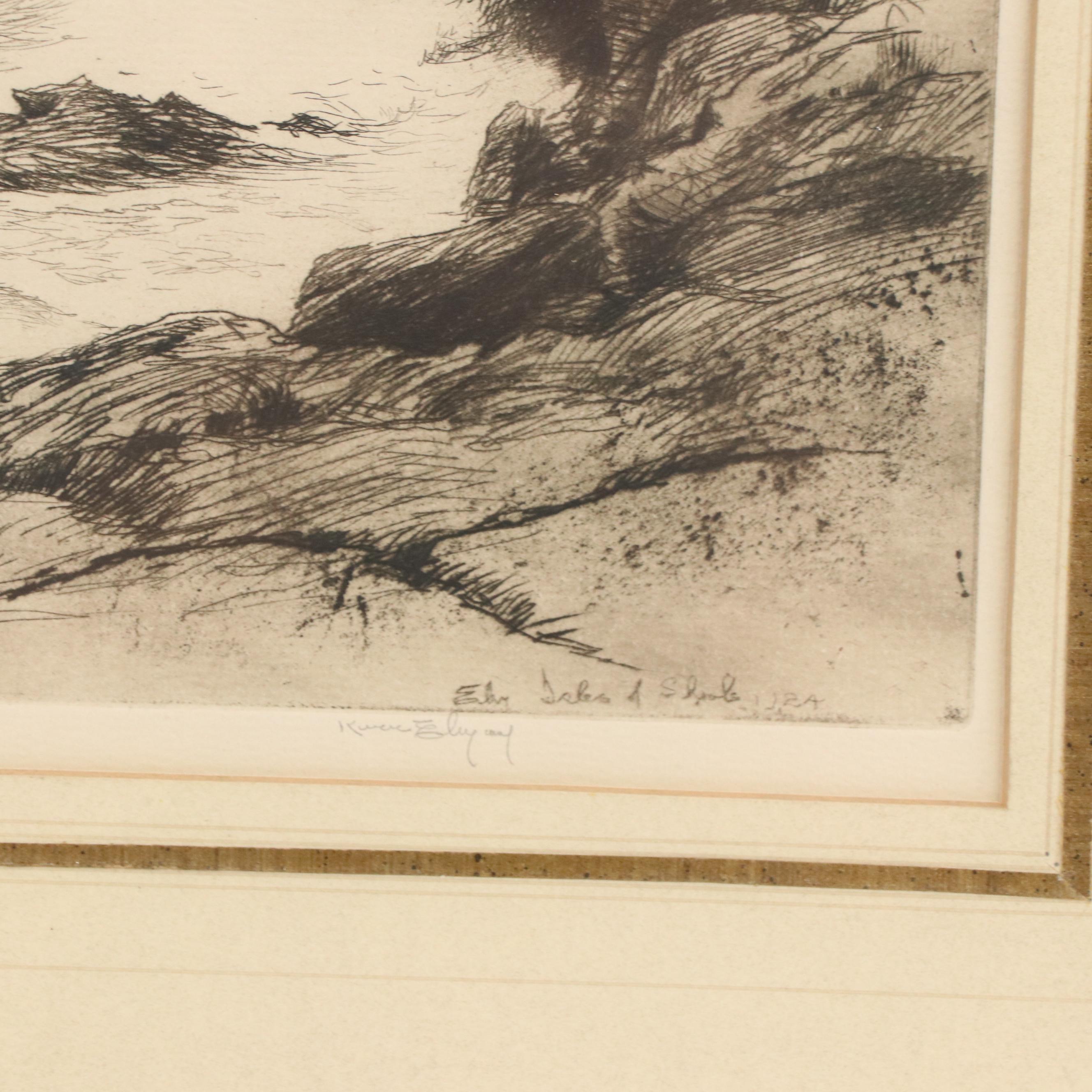 Kerr Eby Etching "Isle of Shoals," Circa 1931
