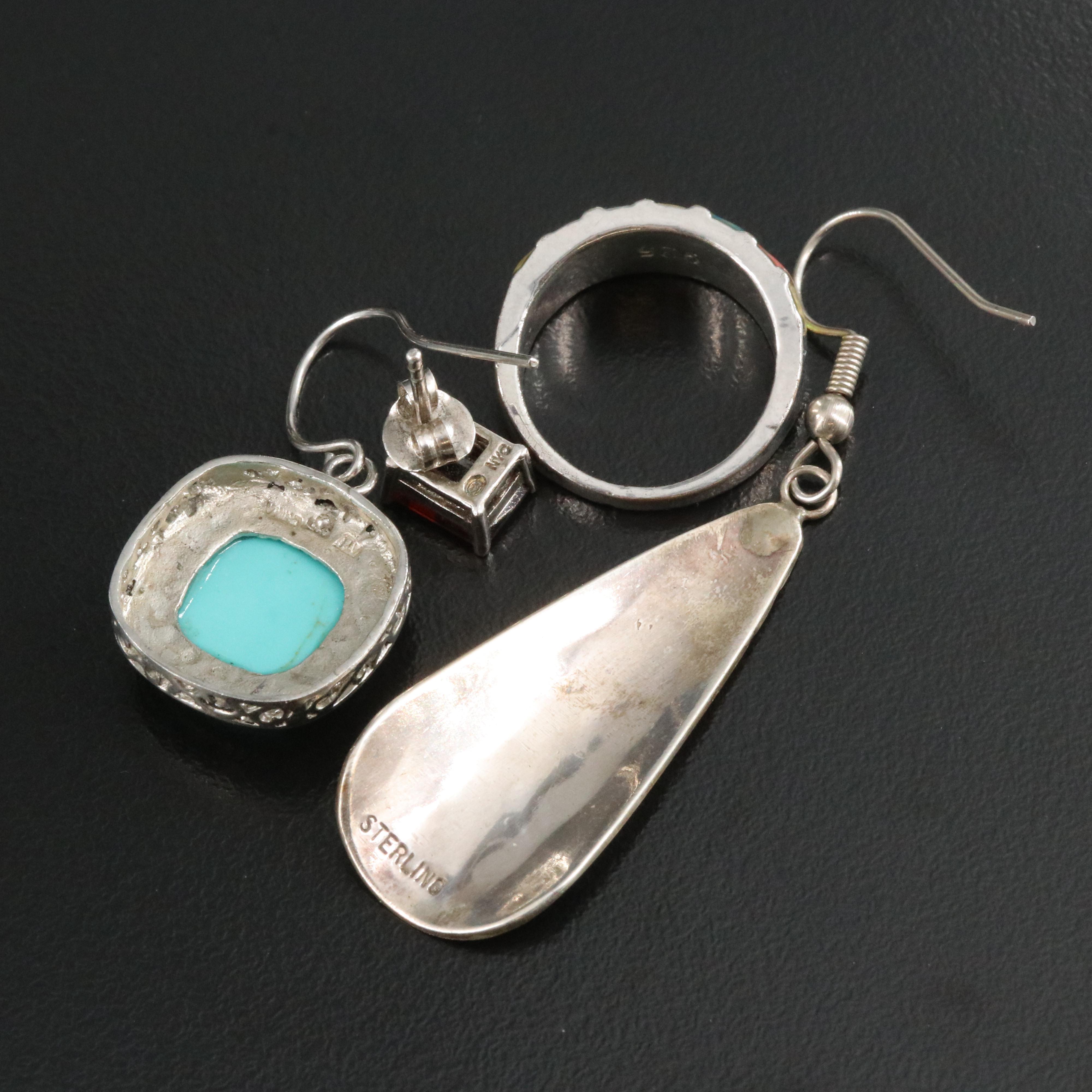 Assortment of Jewelry Including Rainbow Moonstone, Garnet and Magnesite