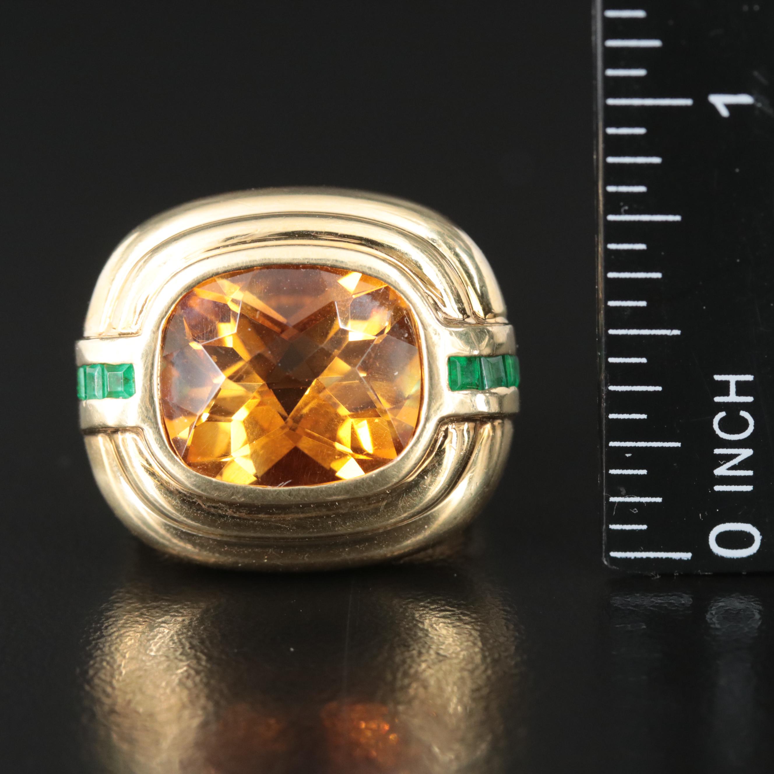 David Yurman 18K Citrine and Emerald Ring
