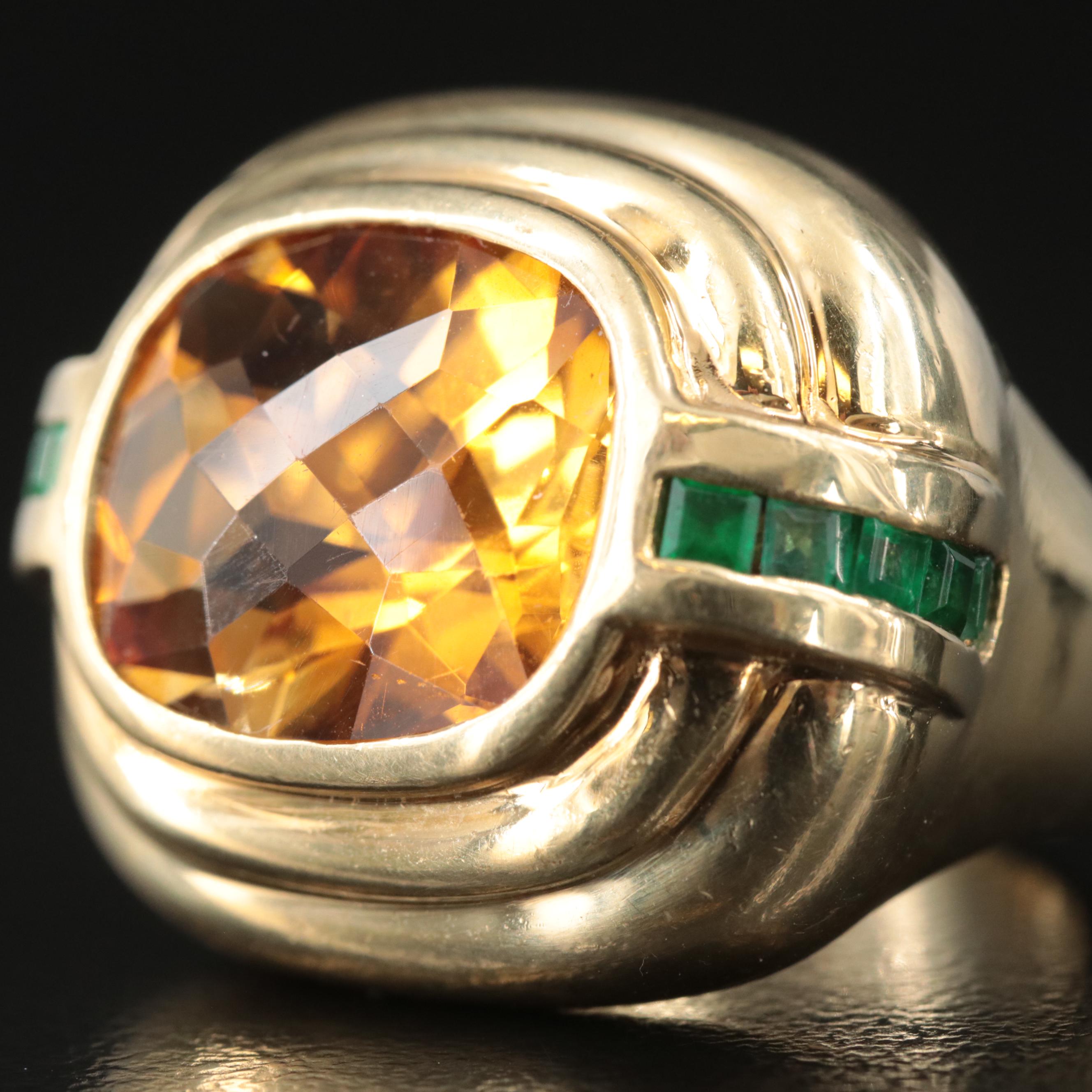 David Yurman 18K Citrine and Emerald Ring
