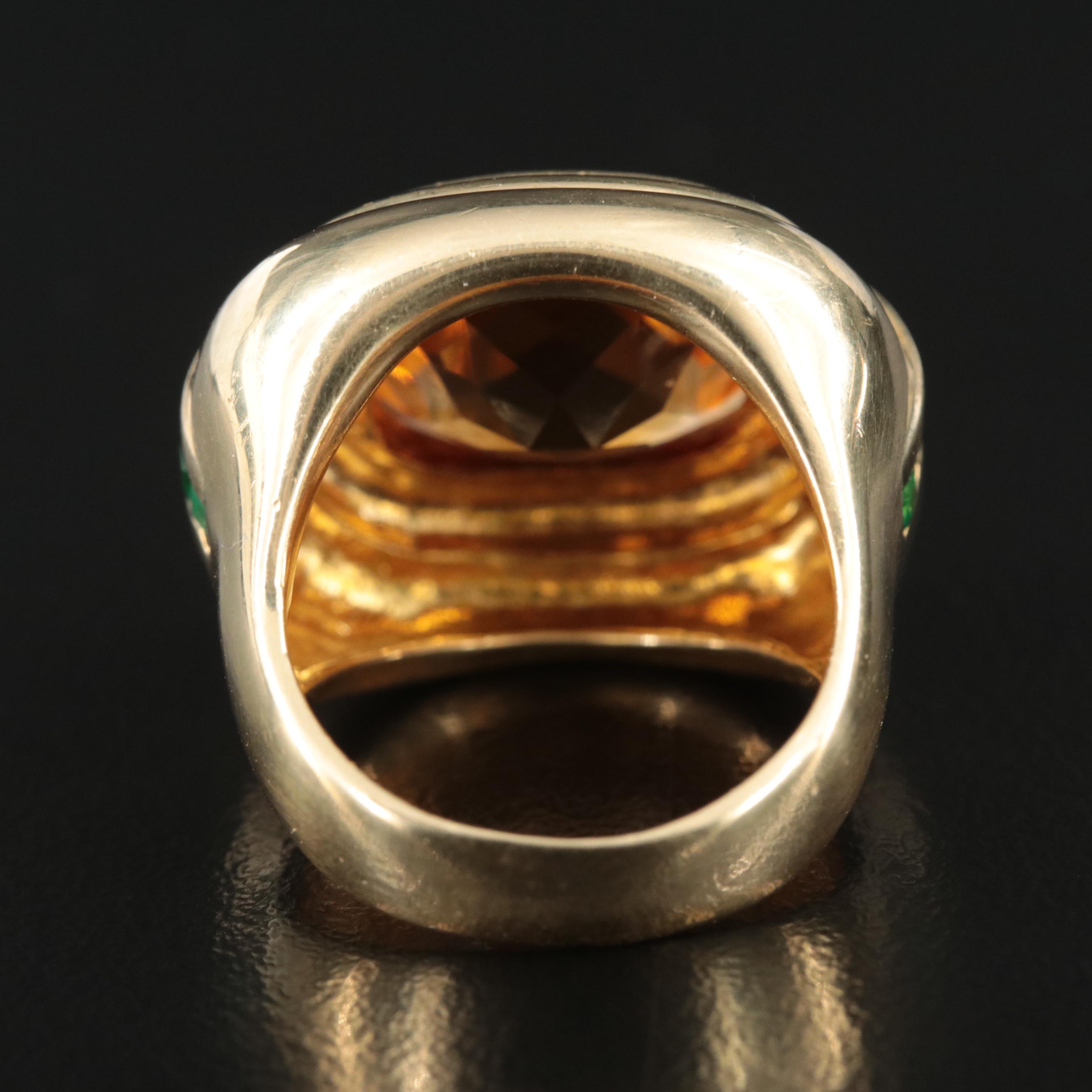 David Yurman 18K Citrine and Emerald Ring