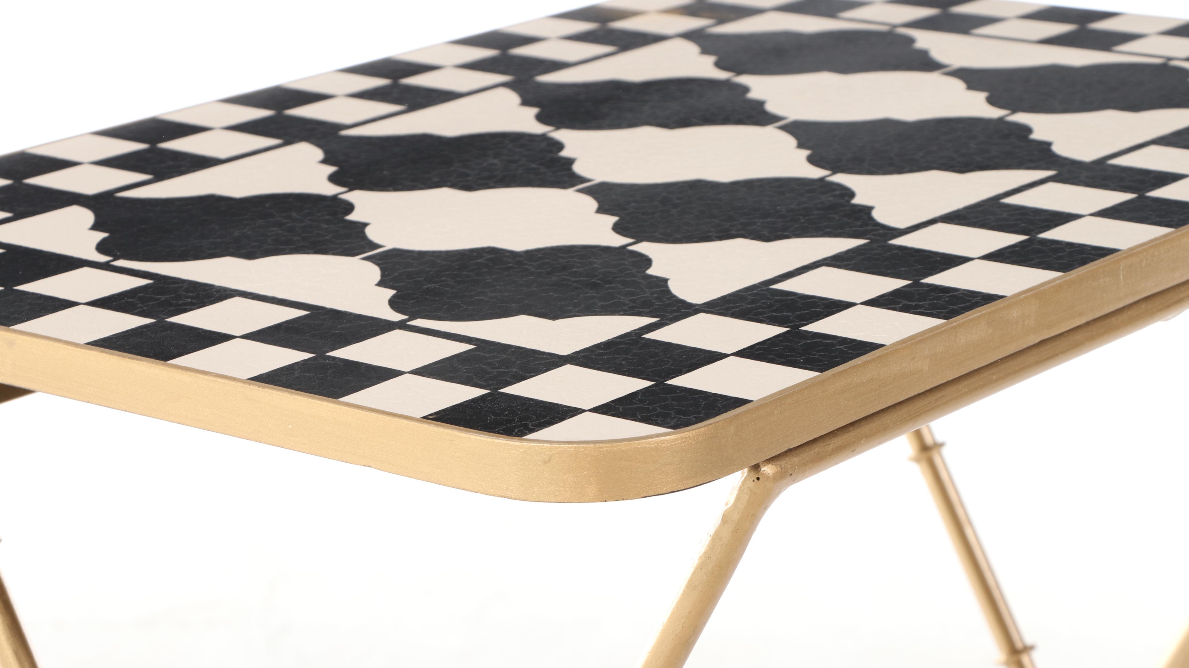 MacKenzie-Childs "Courtly Cocktail Trays" Faux Bamboo Framed  Folding Table Set