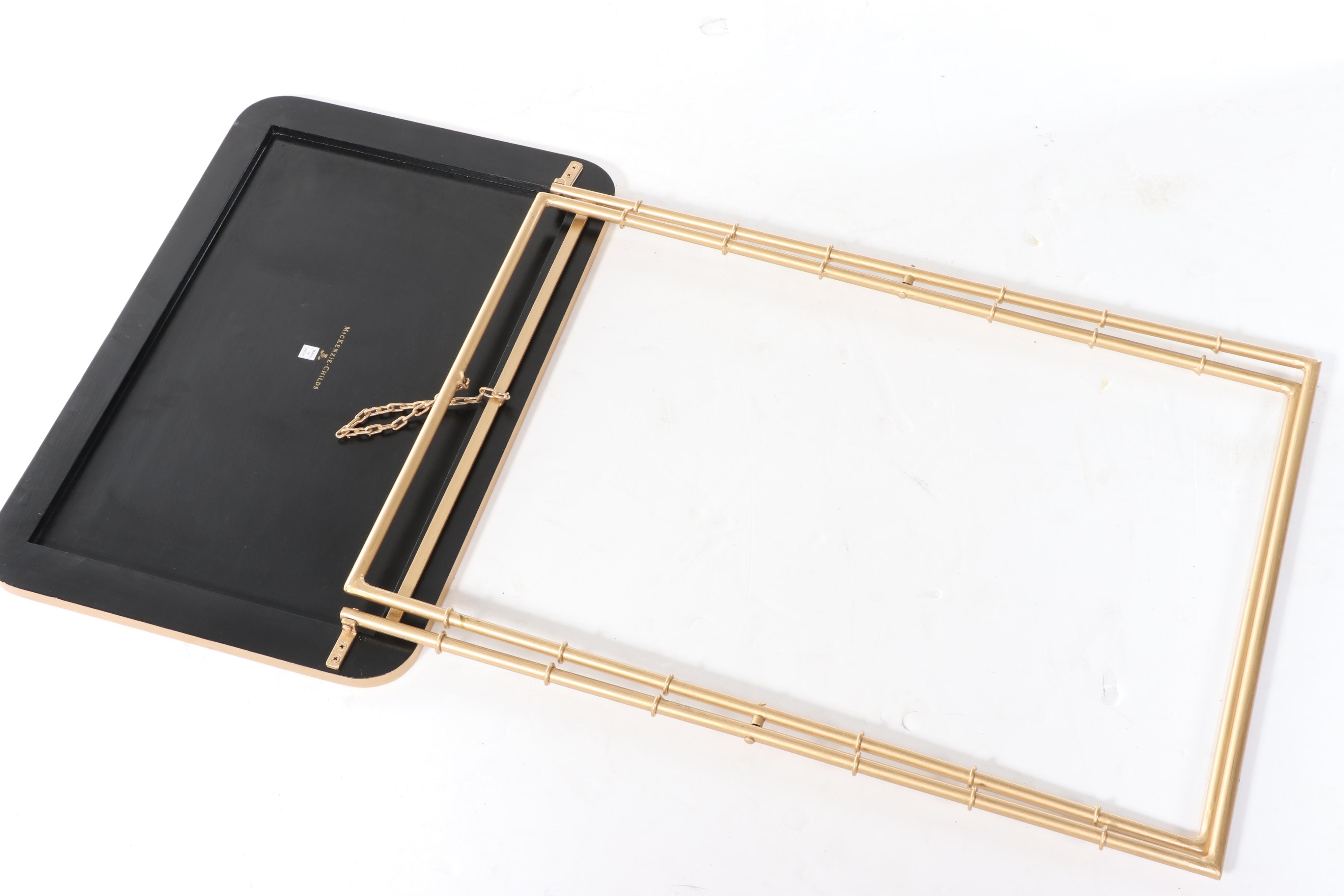 MacKenzie-Childs "Courtly Cocktail Trays" Faux Bamboo Framed  Folding Table Set