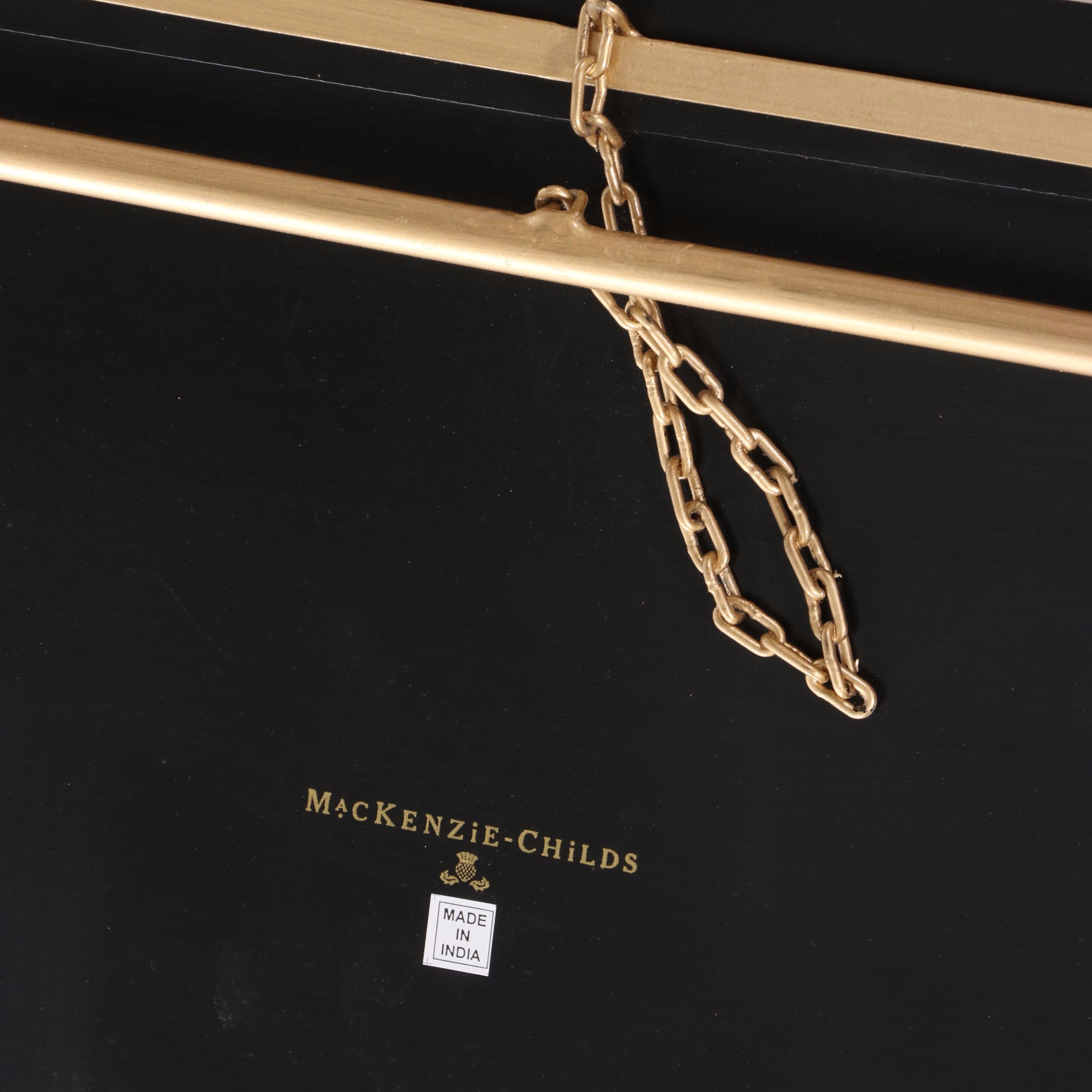 MacKenzie-Childs "Courtly Cocktail Trays" Faux Bamboo Framed  Folding Table Set