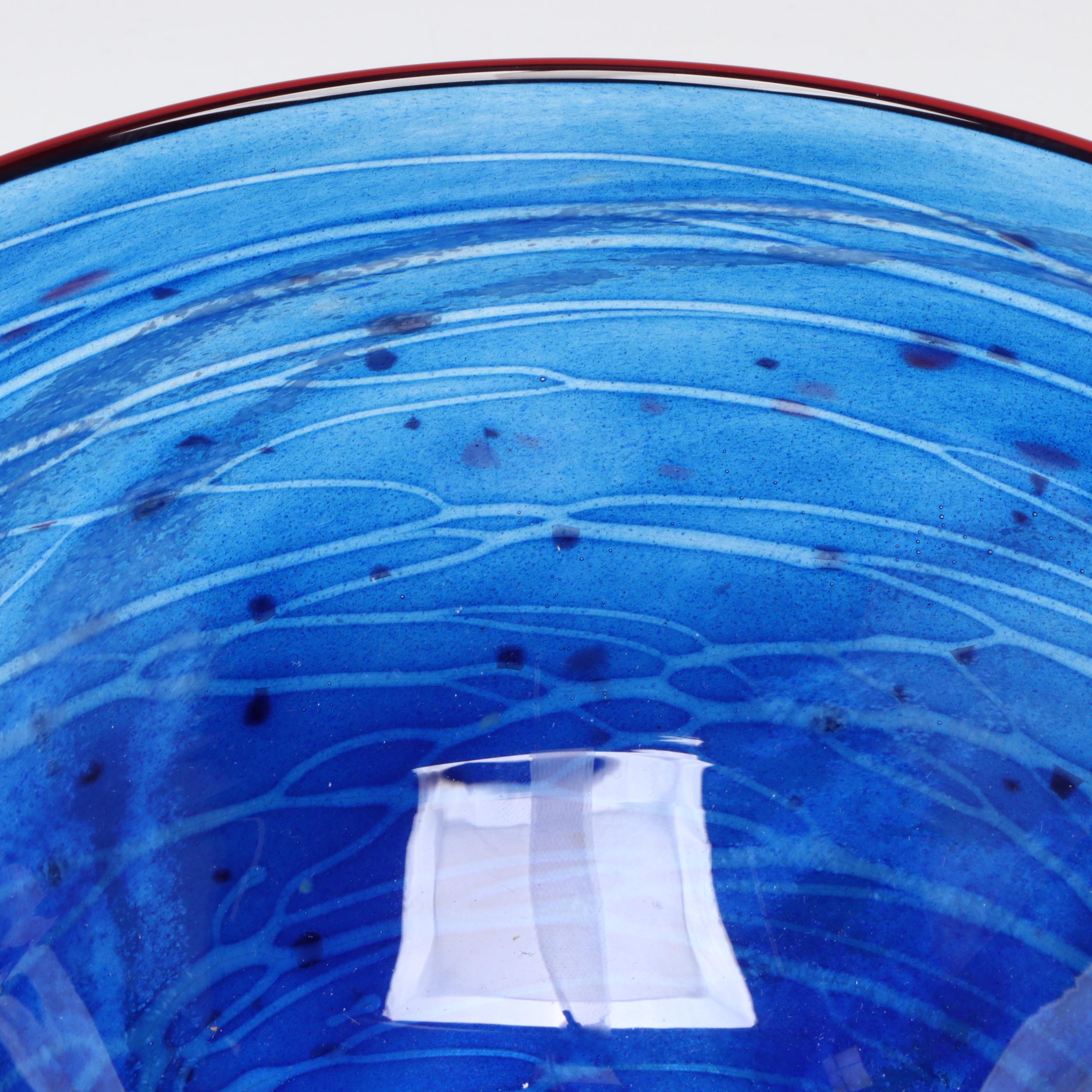 Tom Stoenner "Cordoba" Handblown Blue Studio Art Glass Bowl, 2016