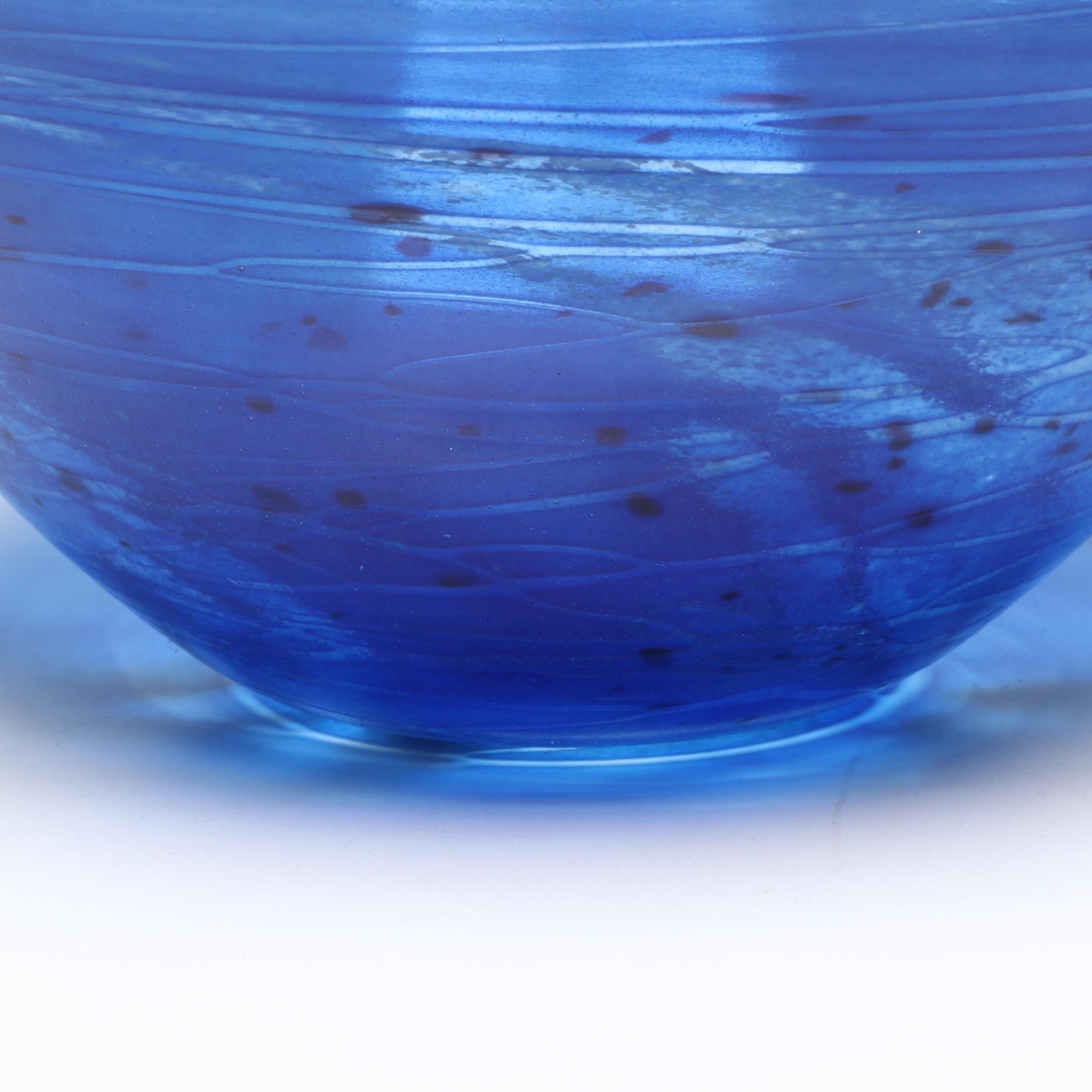 Tom Stoenner "Cordoba" Handblown Blue Studio Art Glass Bowl, 2016