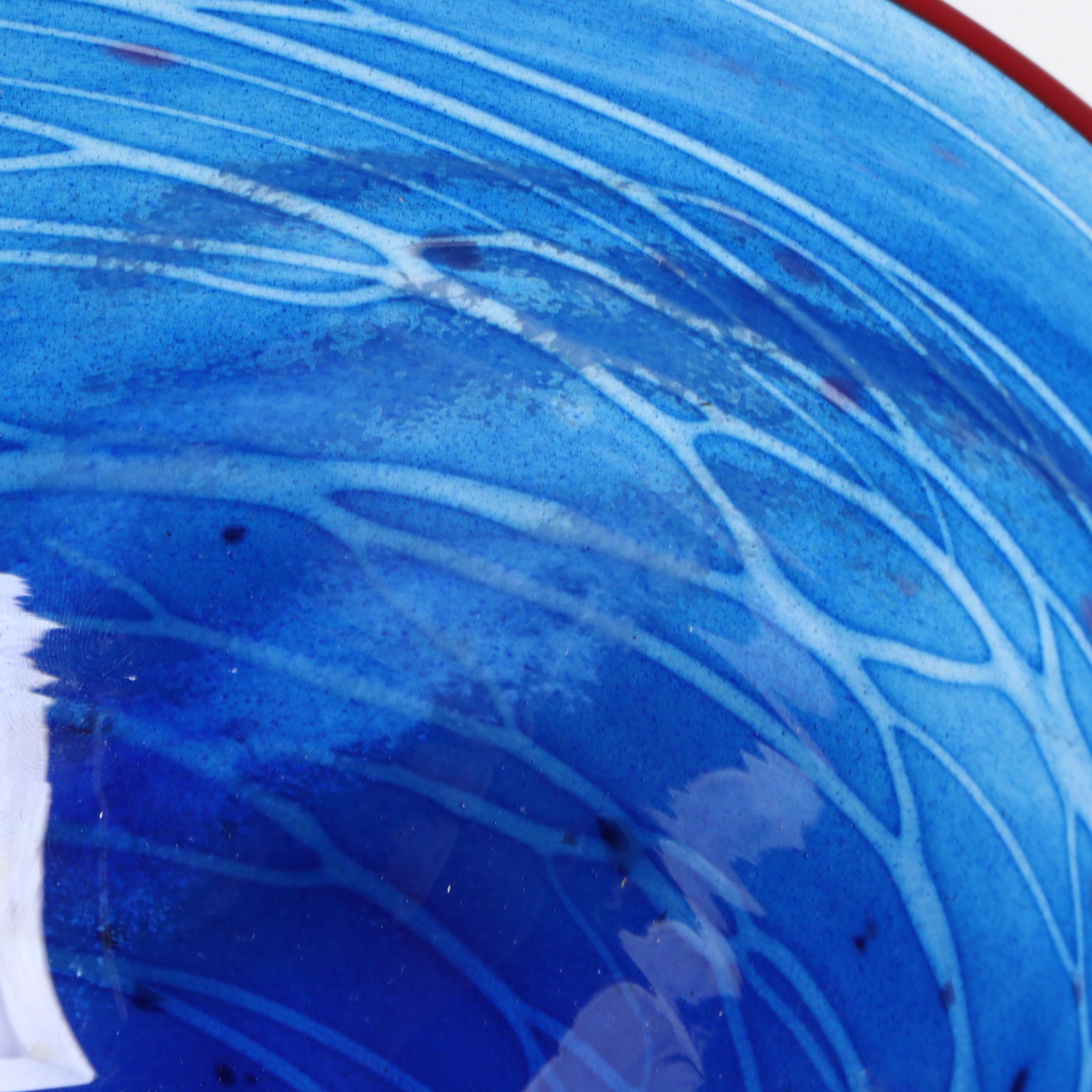 Tom Stoenner "Cordoba" Handblown Blue Studio Art Glass Bowl, 2016