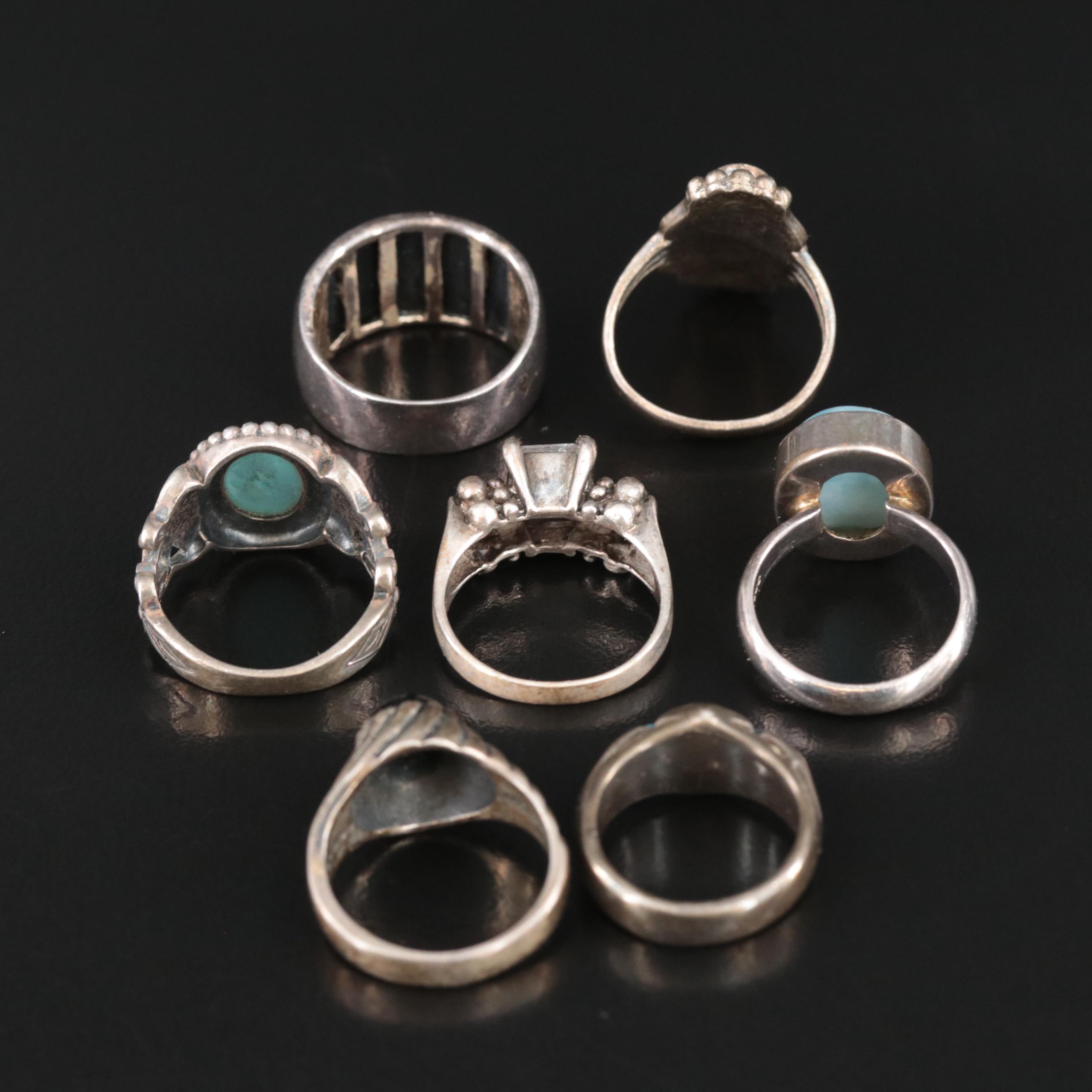 Sterling Rings Including Larimar, CZ and Black Onyx
