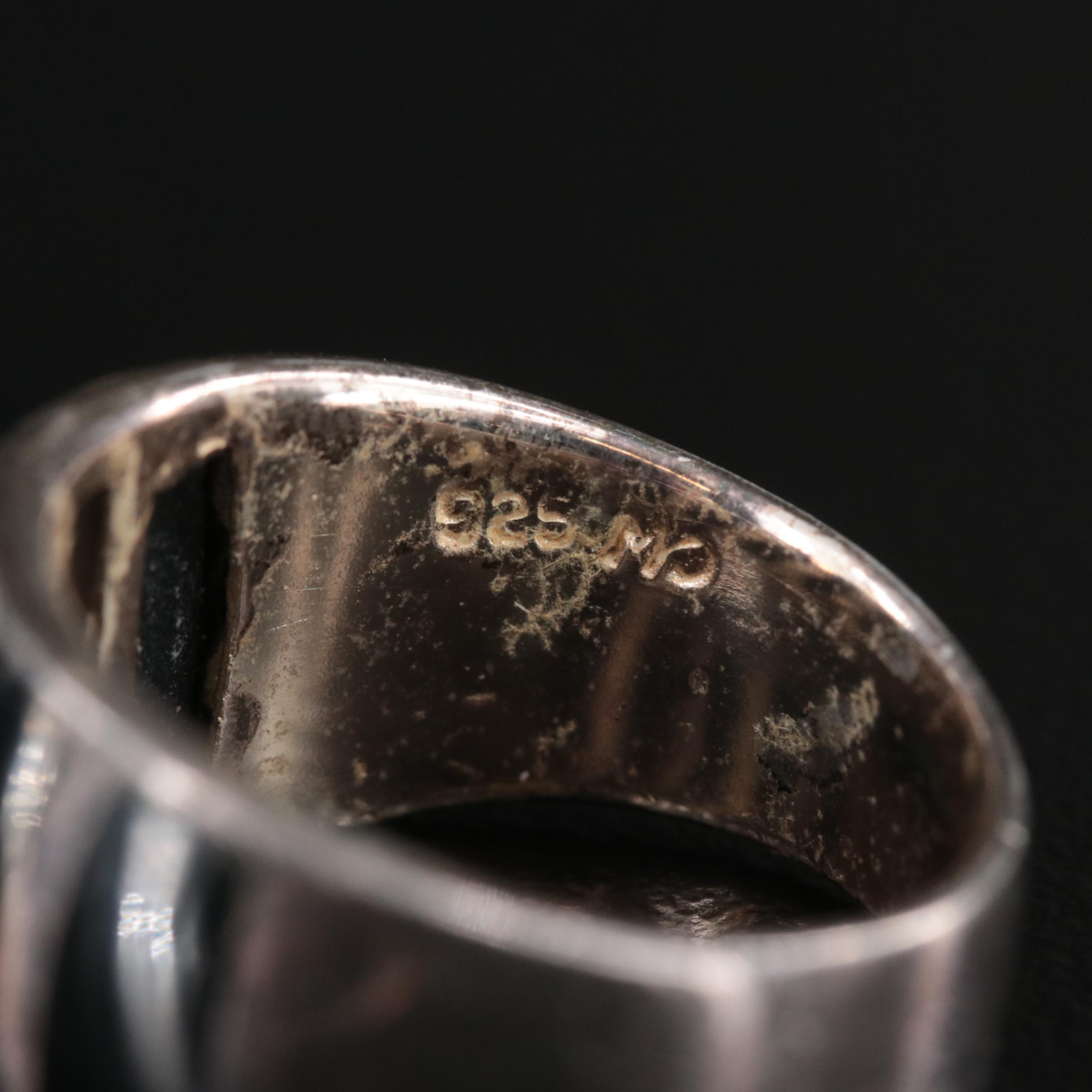 Sterling Rings Including Larimar, CZ and Black Onyx