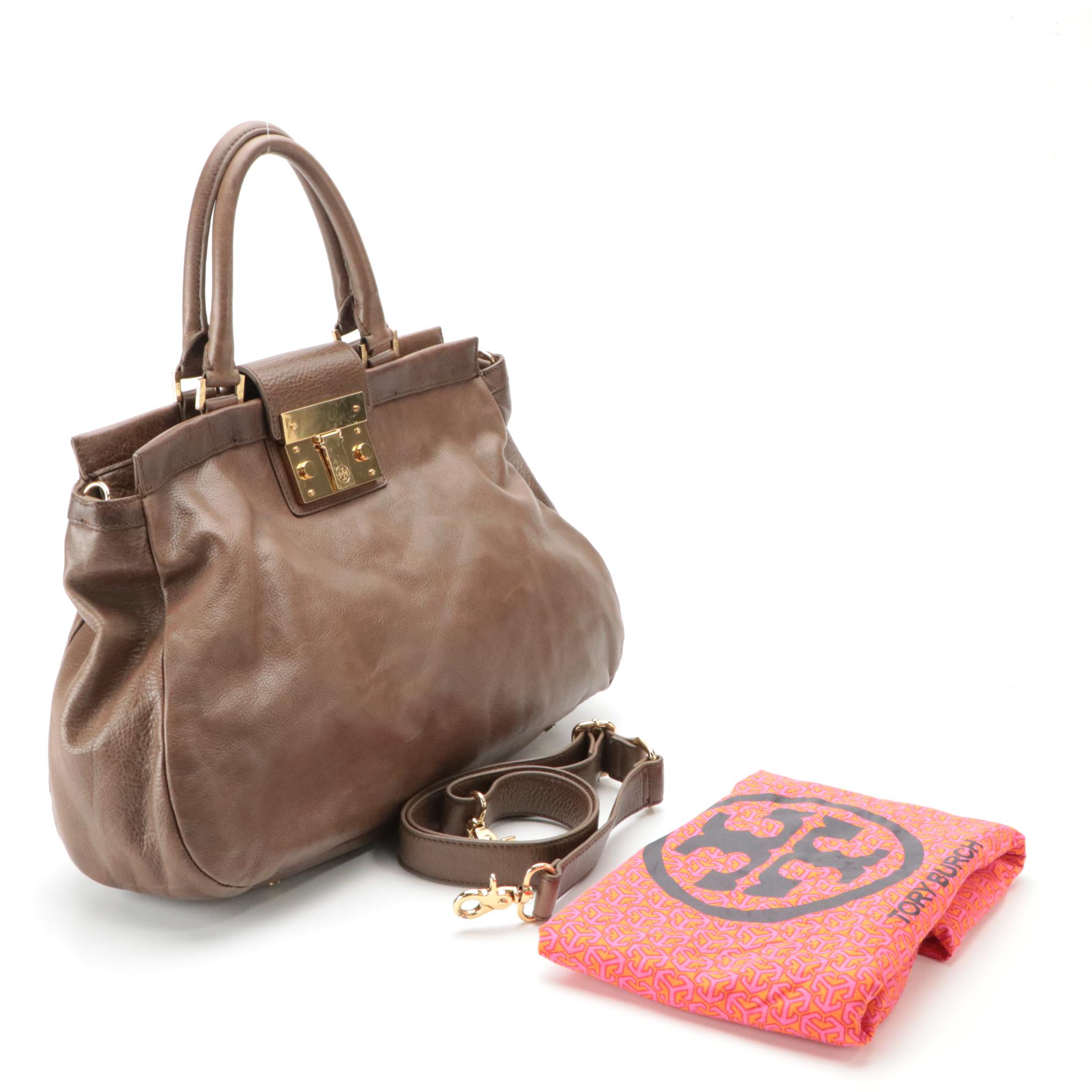 Tory Burch Norah Two-Way Satchel Bag in Mocha Brown Leather