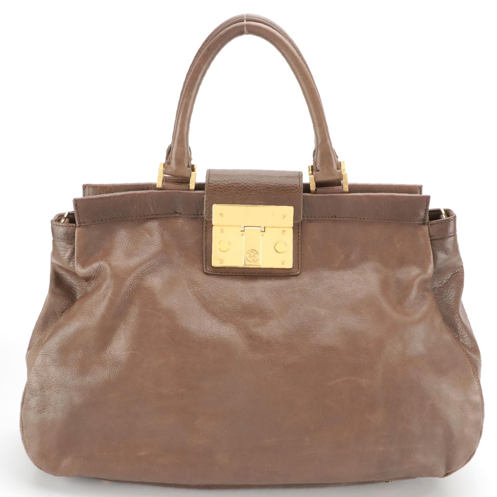 Tory Burch Norah Two-Way Satchel Bag in Mocha Brown Leather