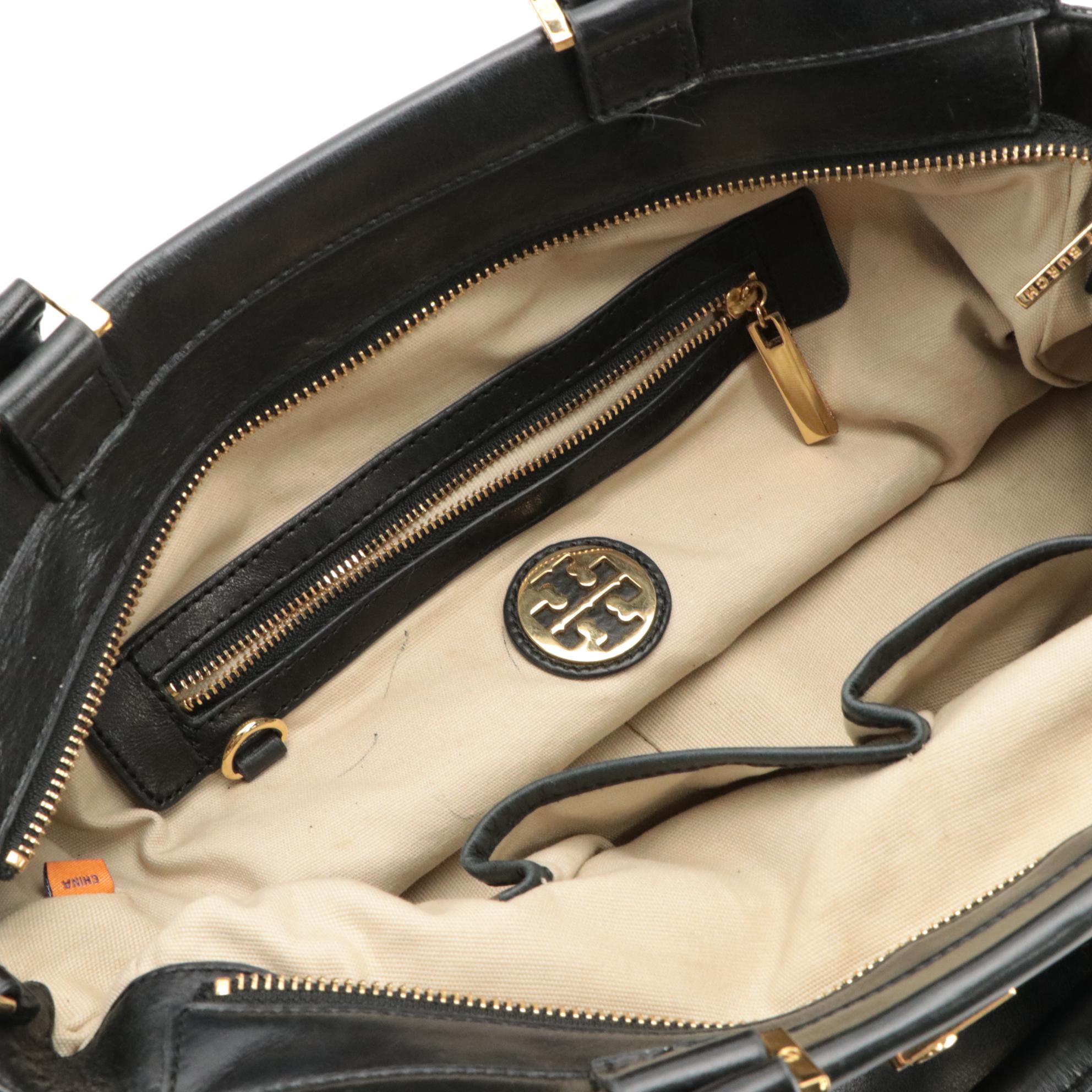 Tory Burch Norah Two-Way Satchel Bag in Black Leather