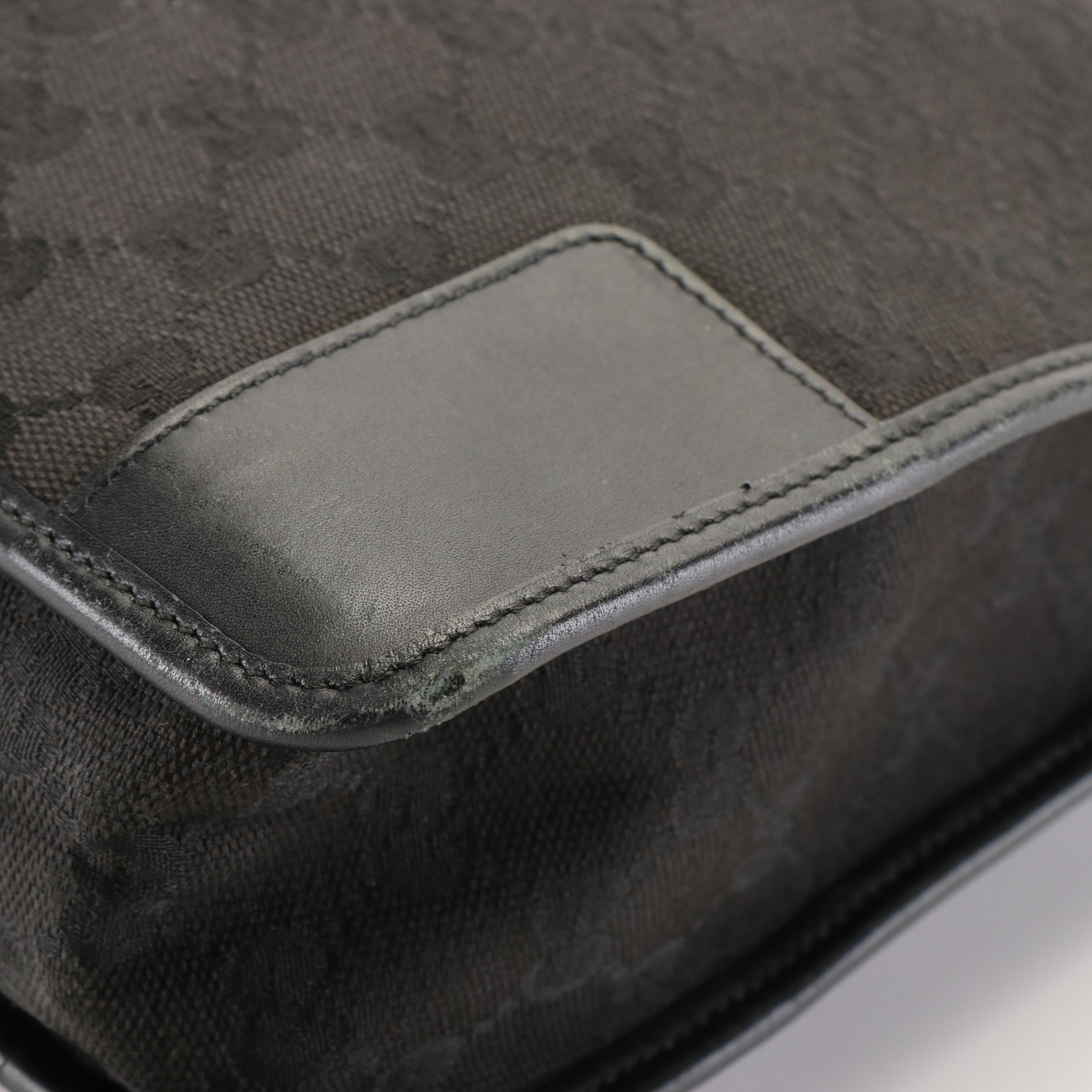 Gucci GG Black Canvas Clasp Hobo Bag